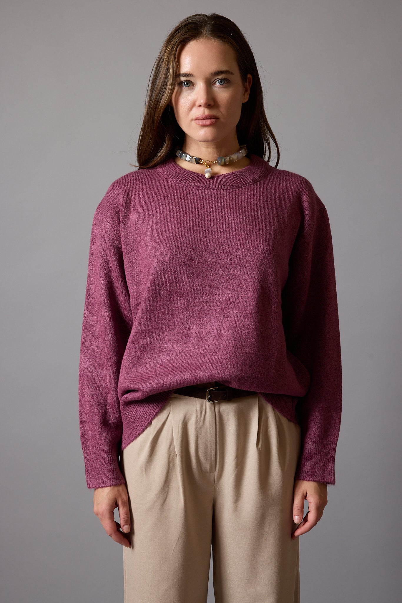 OVERSIZE BISIKLET YAKA KAZAK DARK ROSE