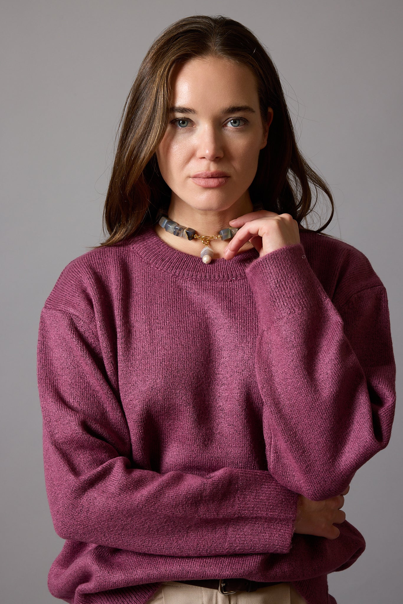 OVERSIZE BISIKLET YAKA KAZAK DARK ROSE