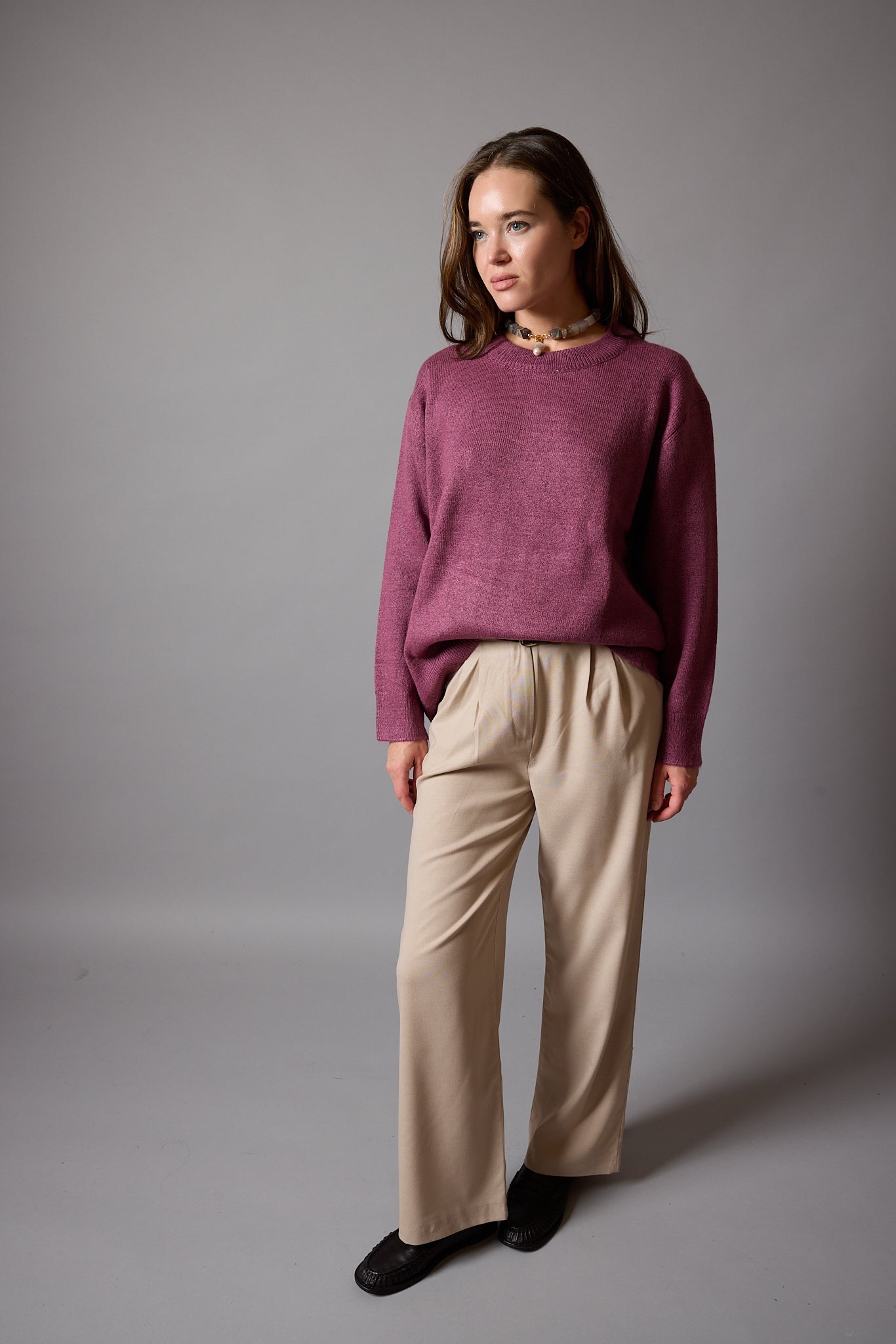 OVERSIZE BISIKLET YAKA KAZAK DARK ROSE