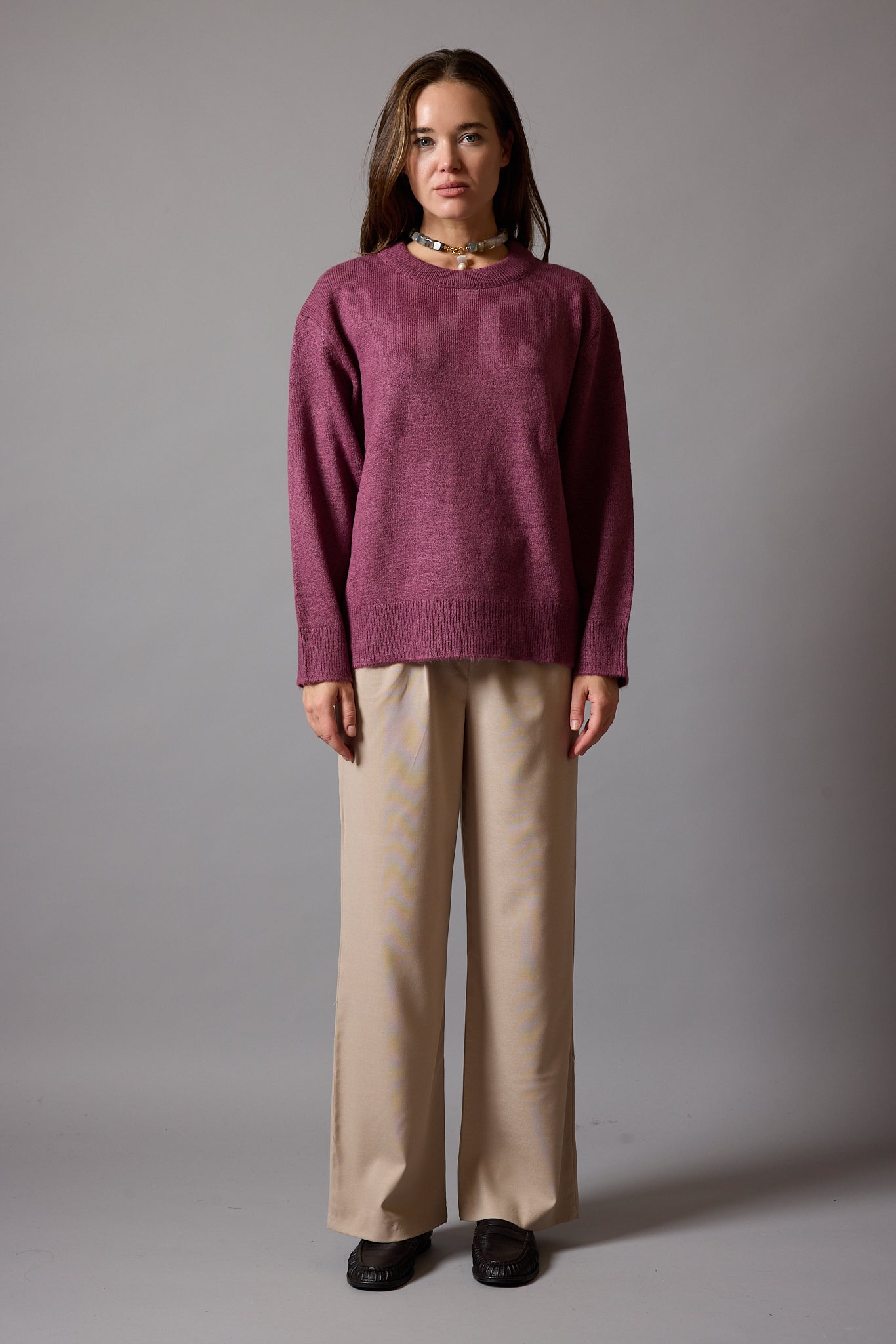 OVERSIZE BISIKLET YAKA KAZAK DARK ROSE