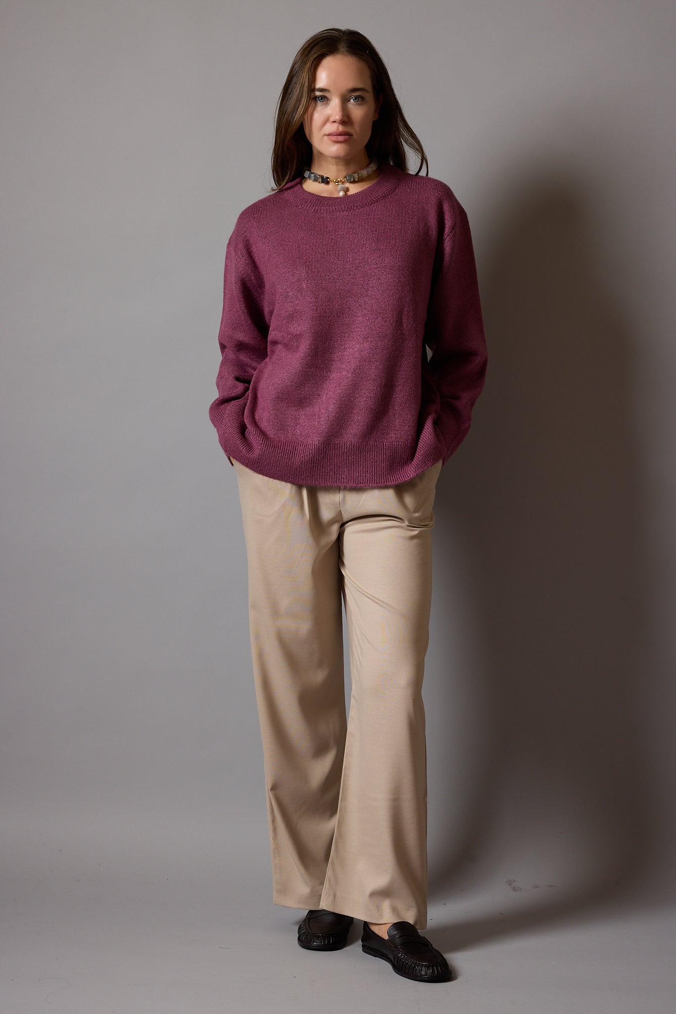 OVERSIZE BISIKLET YAKA KAZAK DARK ROSE