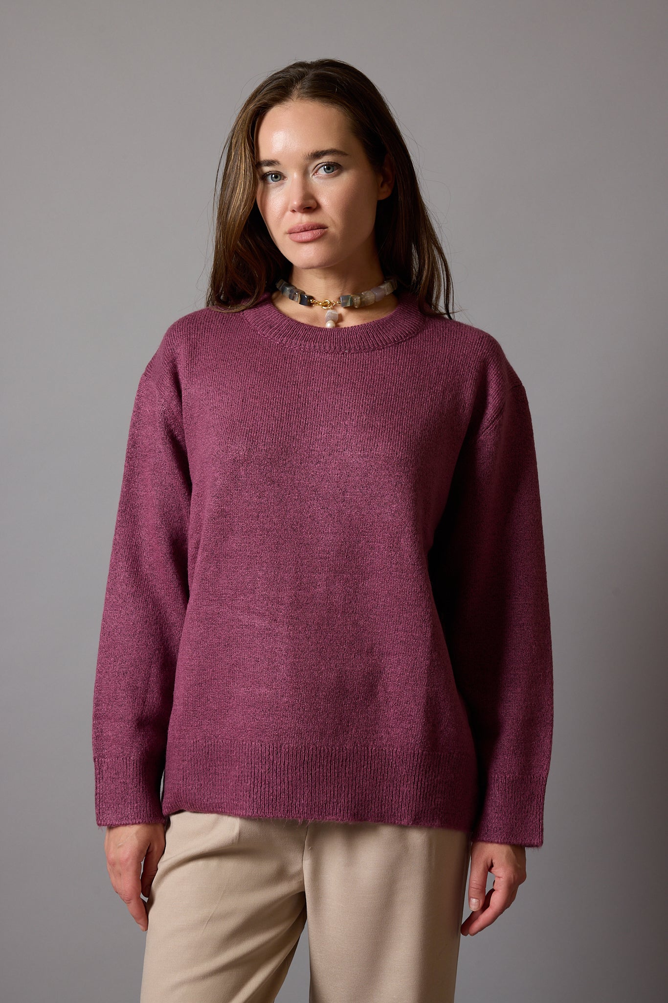 OVERSIZE BISIKLET YAKA KAZAK DARK ROSE