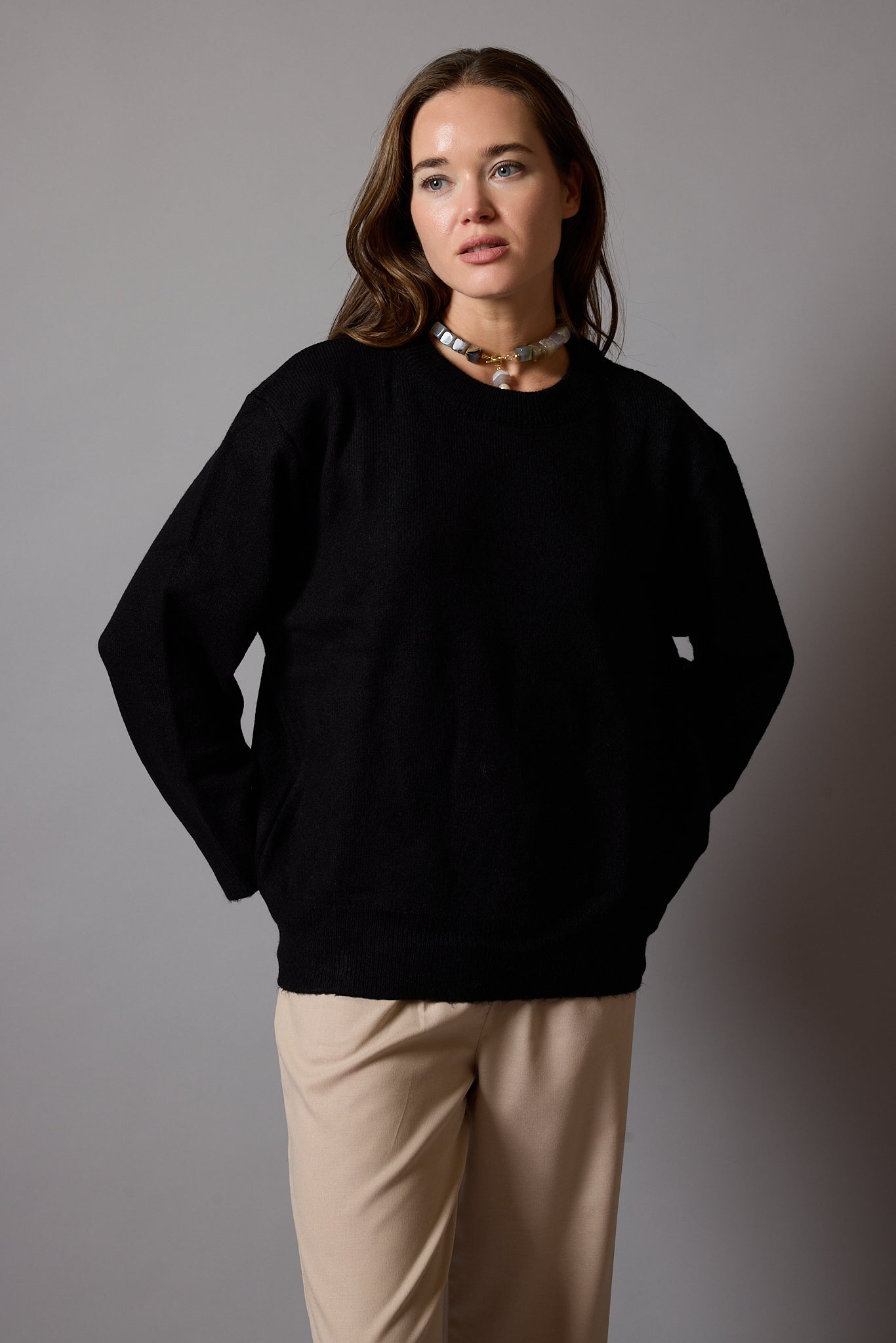 OVERSIZE BISIKLET YAKA KAZAK SİYAH