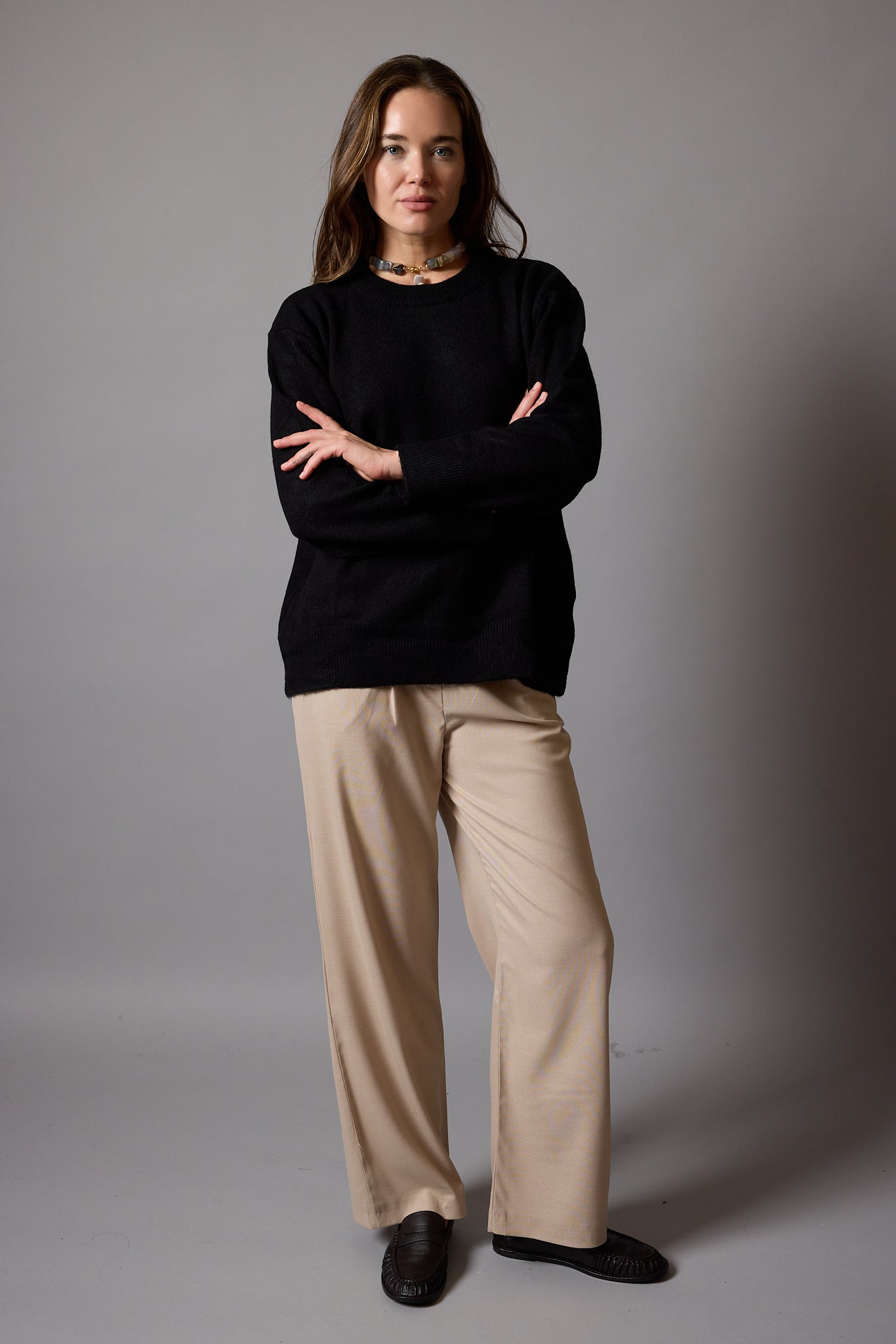 OVERSIZE BISIKLET YAKA KAZAK SİYAH
