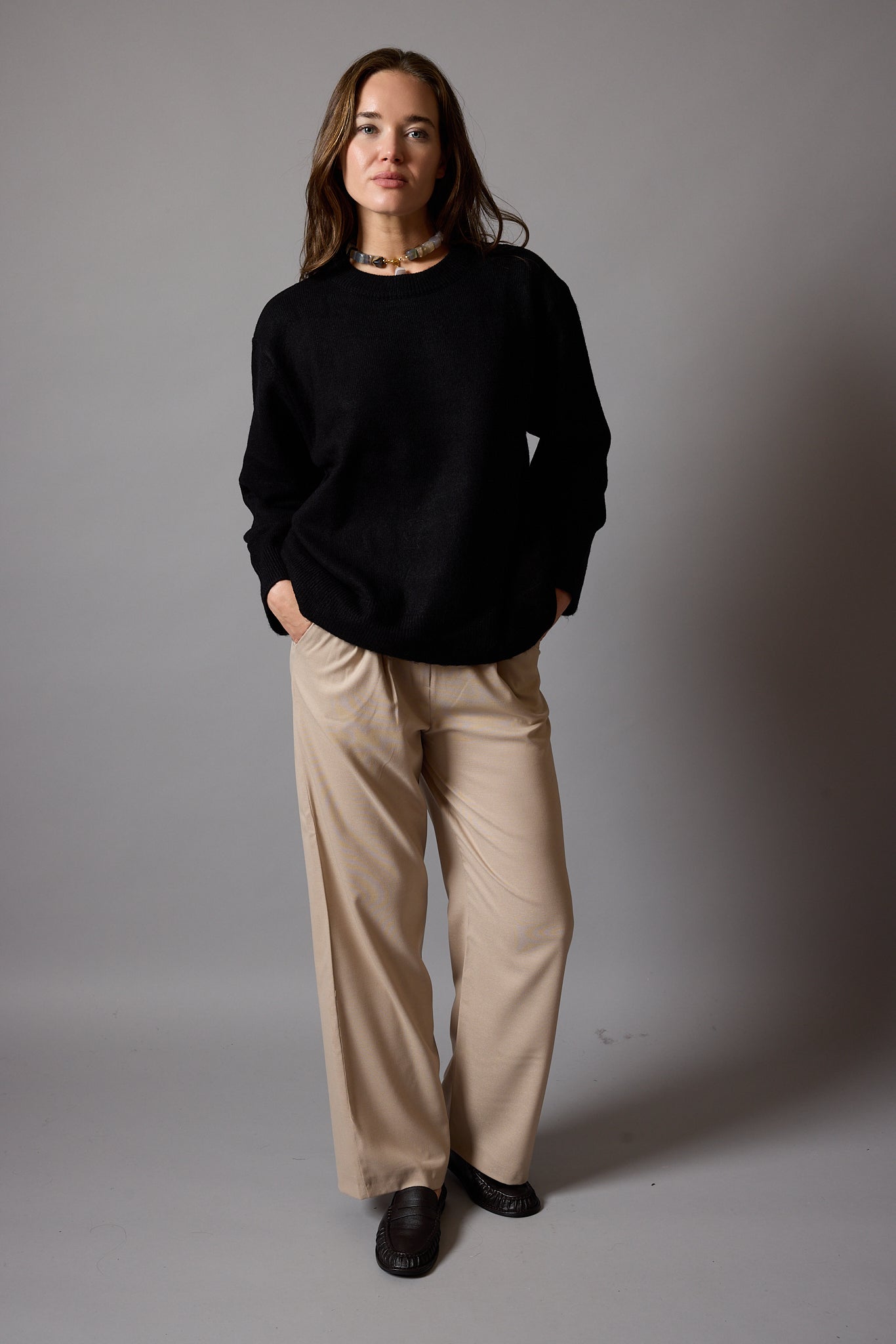 OVERSIZE BISIKLET YAKA KAZAK SİYAH