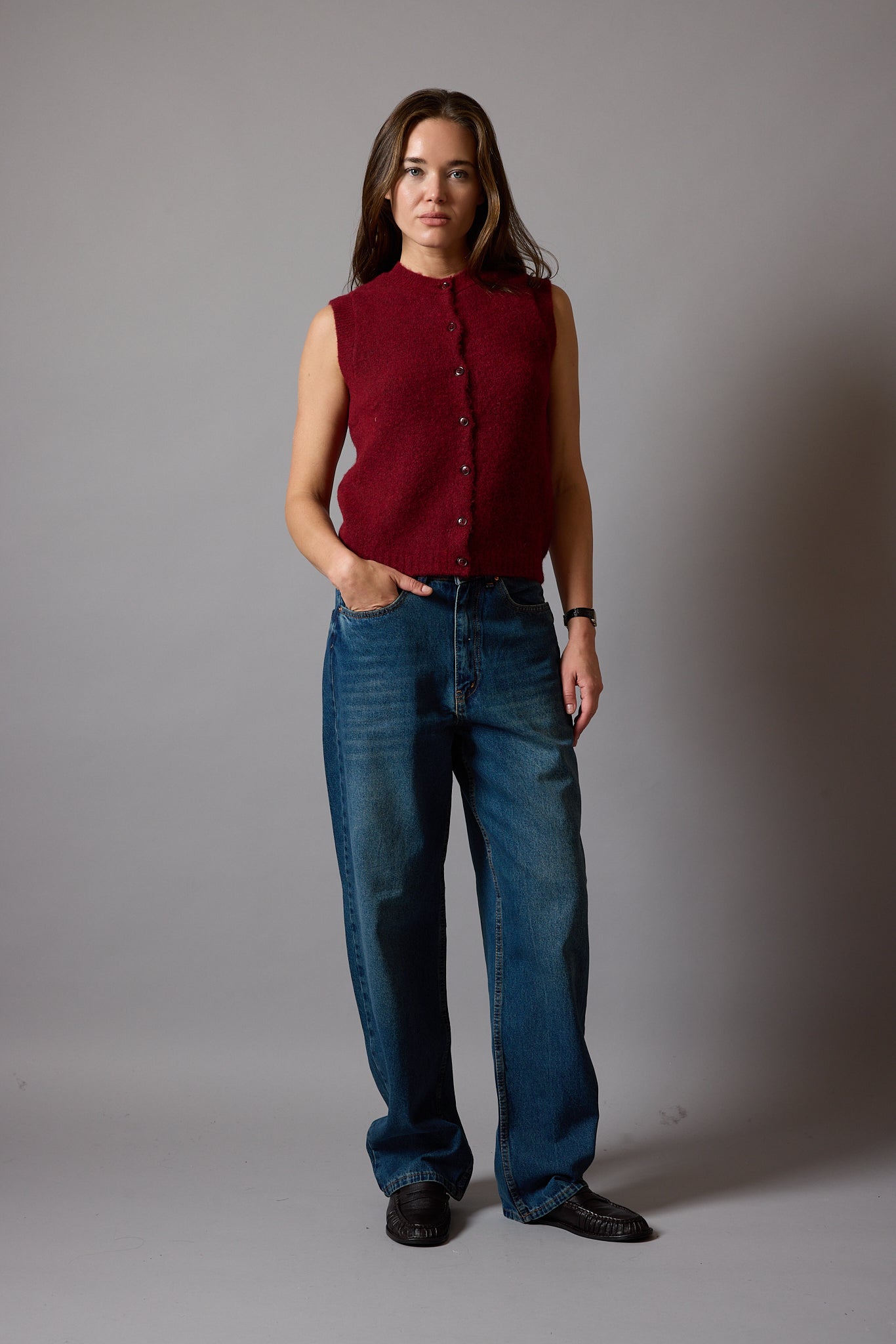 WIDE LEG BALLOON FIT JEAN VINTAGE BLEU