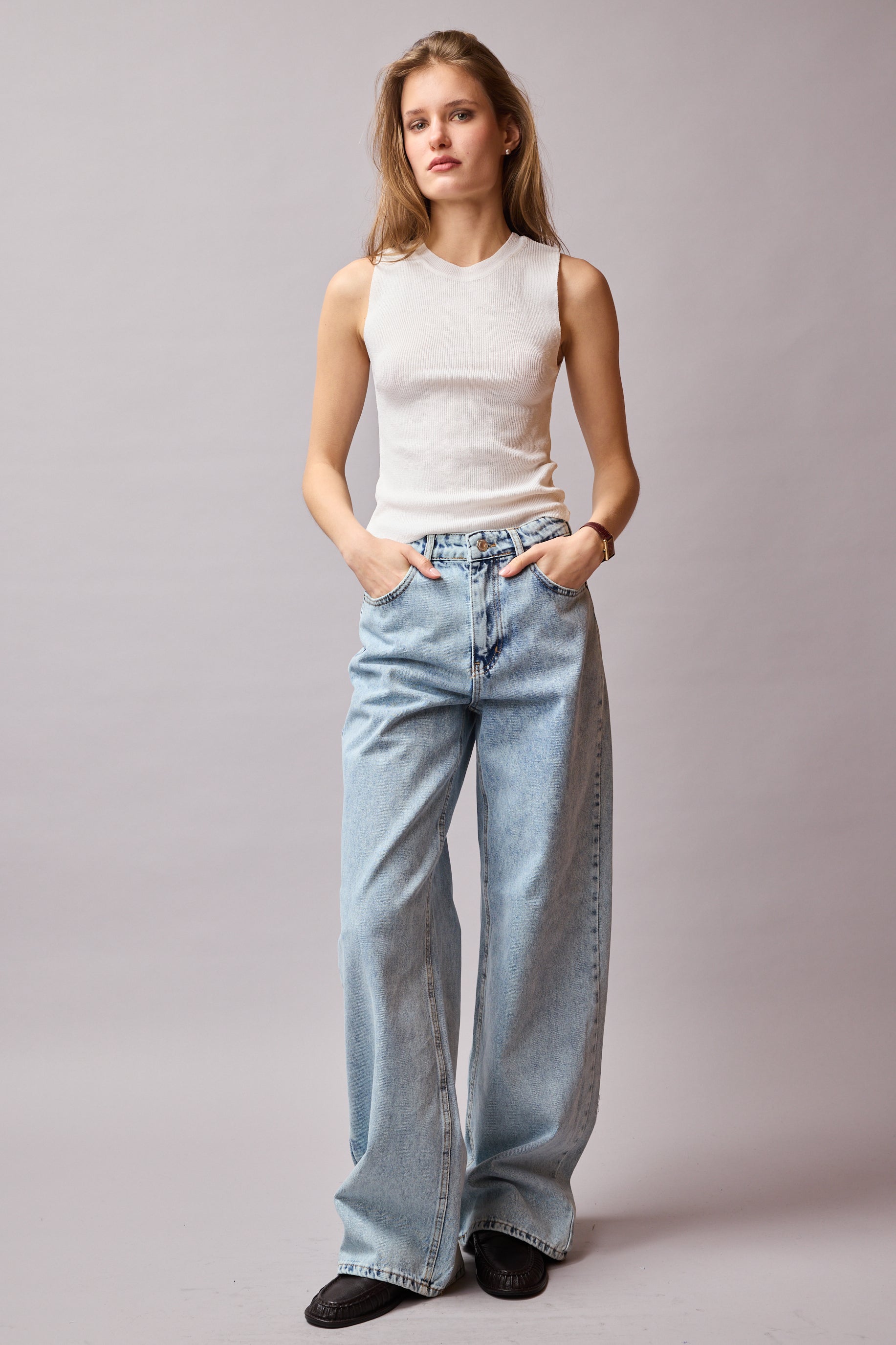 STRAIGHT FIT YÜKSEK BEL GENİŞ PAÇA JEAN LIGHT BLUE