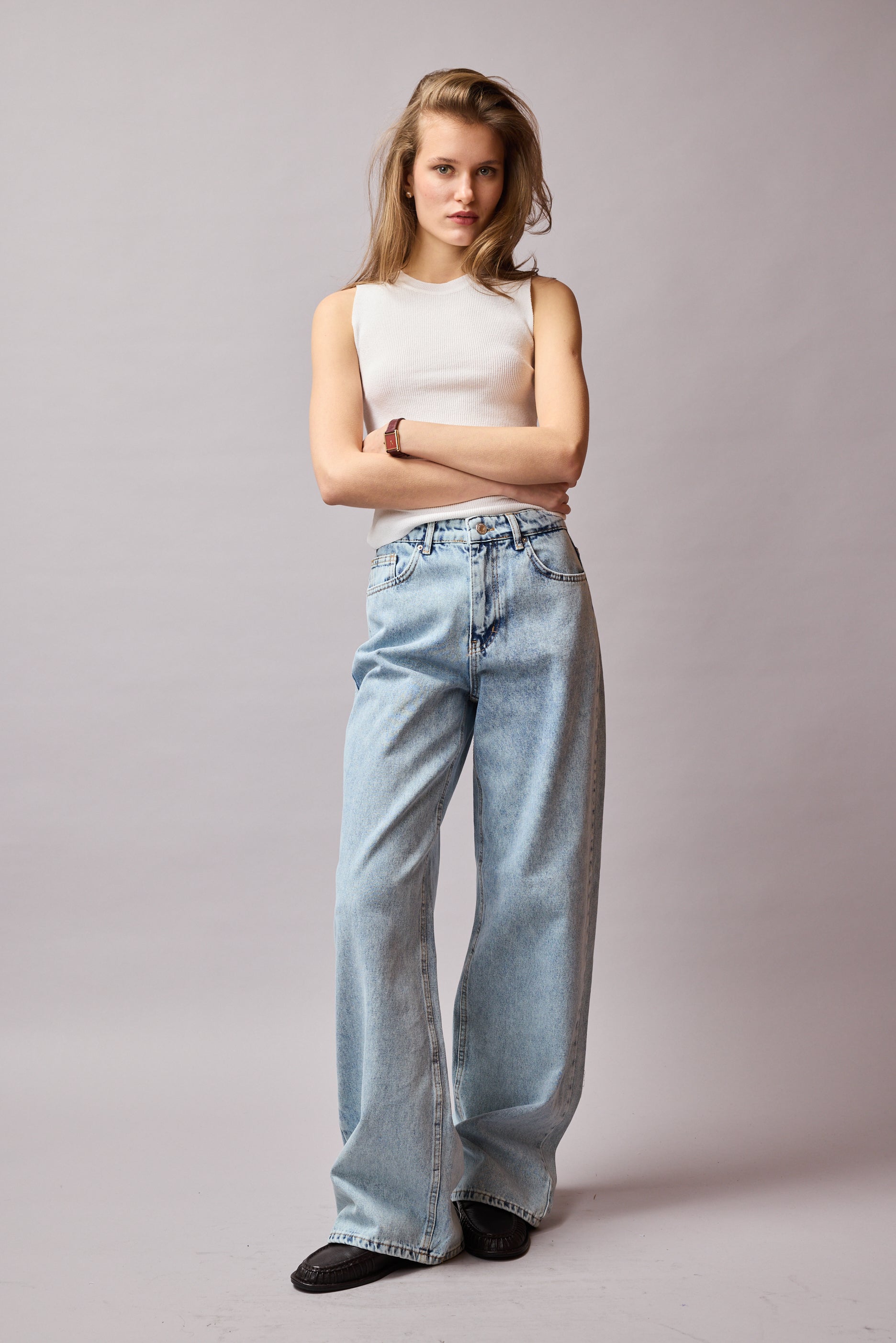 STRAIGHT FIT YÜKSEK BEL GENİŞ PAÇA JEAN LIGHT BLUE