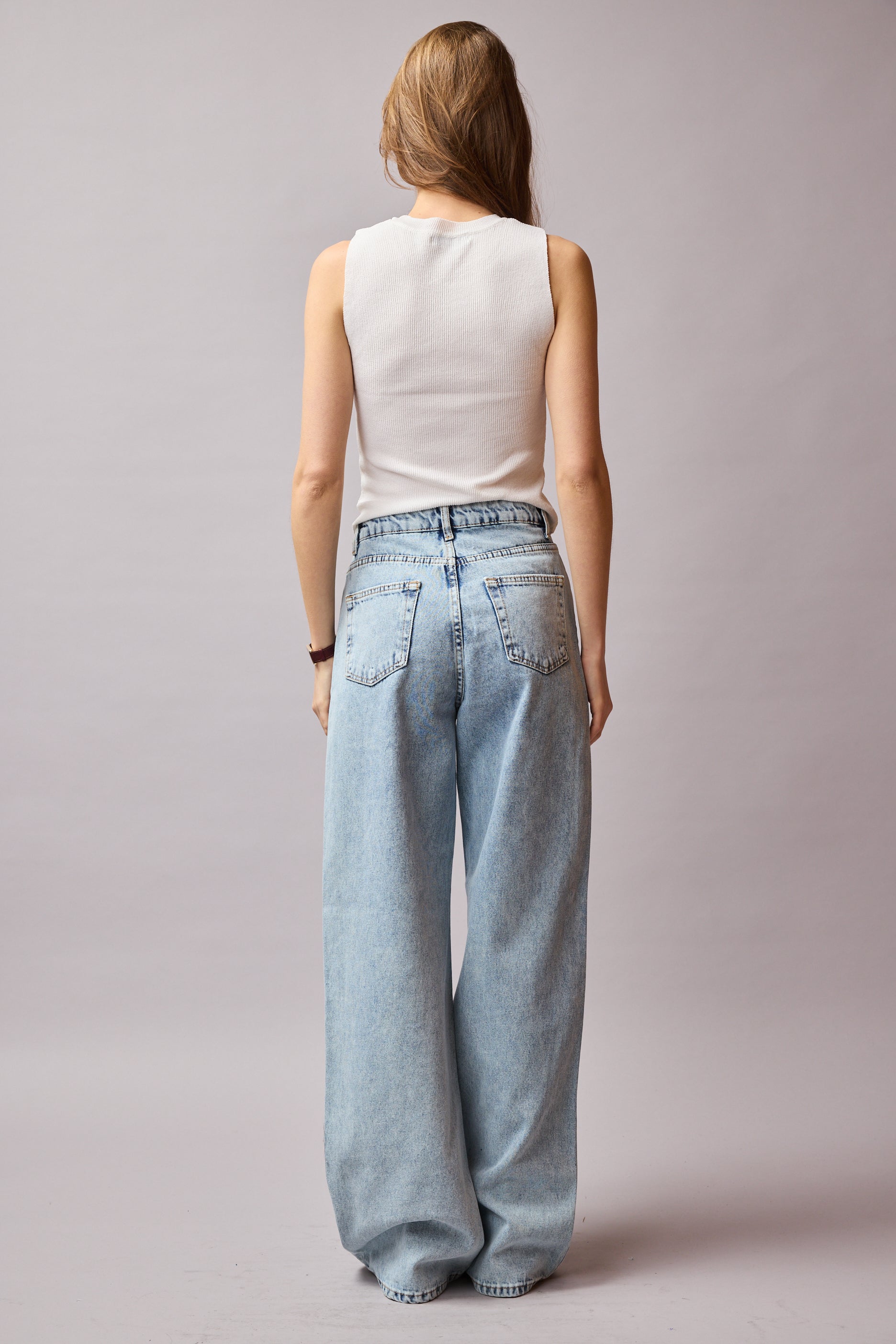 STRAIGHT FIT YÜKSEK BEL GENİŞ PAÇA JEAN LIGHT BLUE