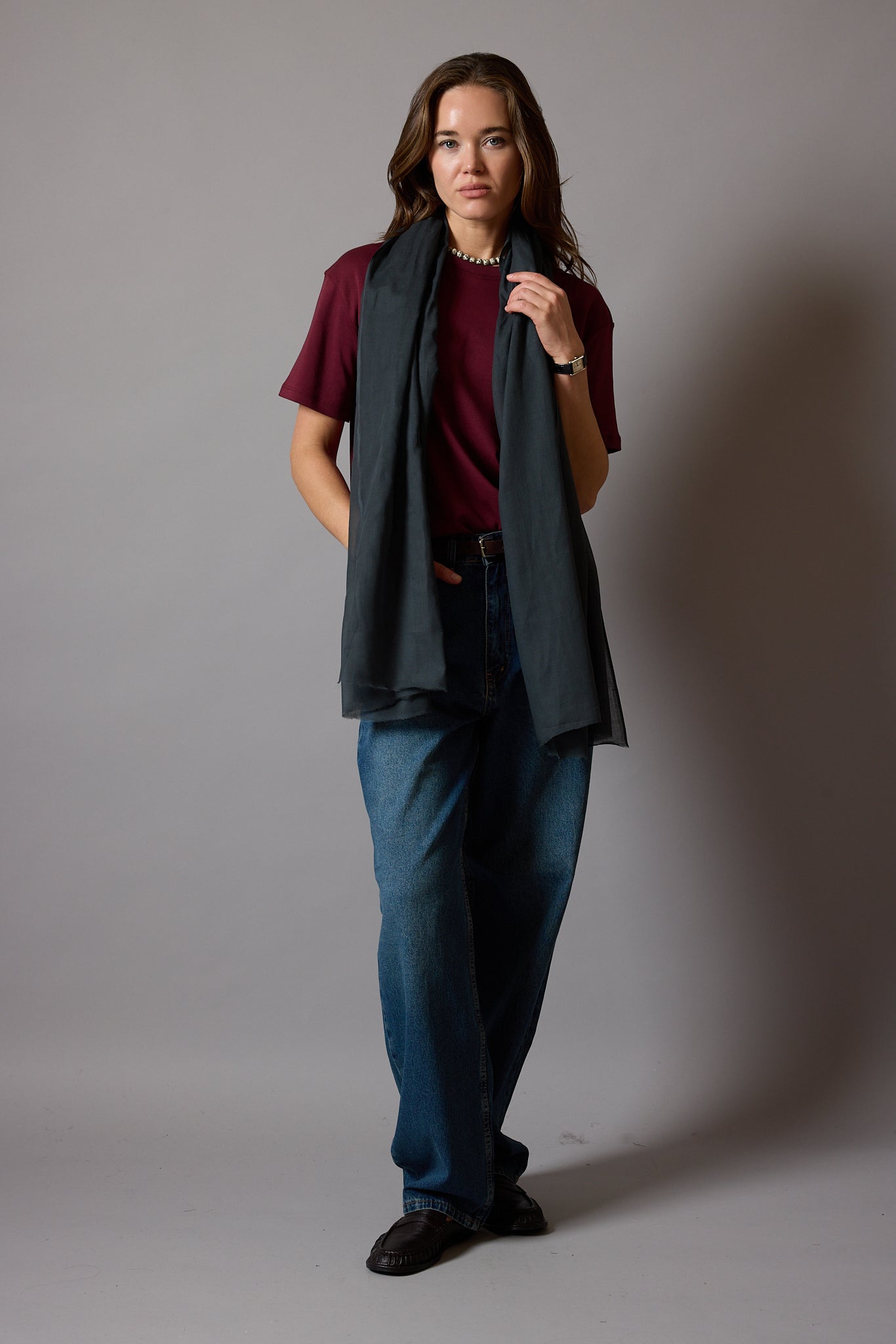 ANTHRACITE ORGANIK PAMUK HANDMADE ŞAL