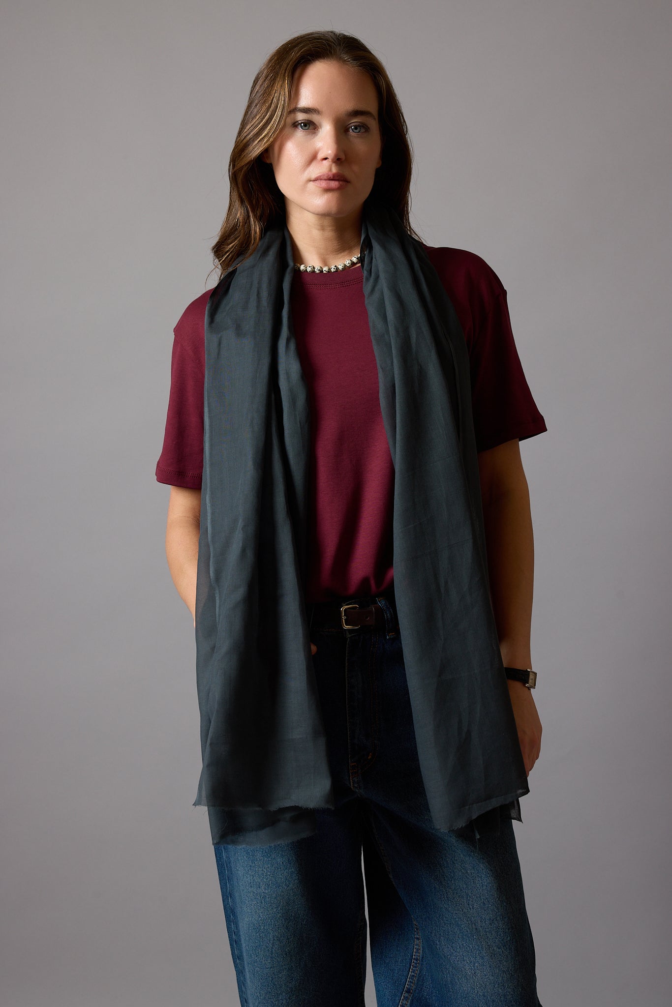 ANTHRACITE ORGANIK PAMUK HANDMADE ŞAL