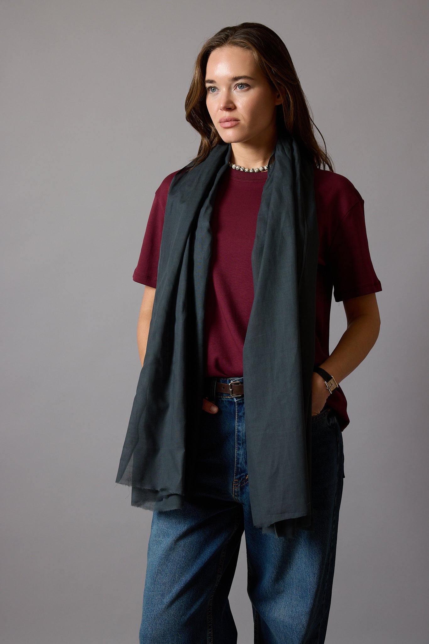 ANTHRACITE ORGANIK PAMUK HANDMADE ŞAL