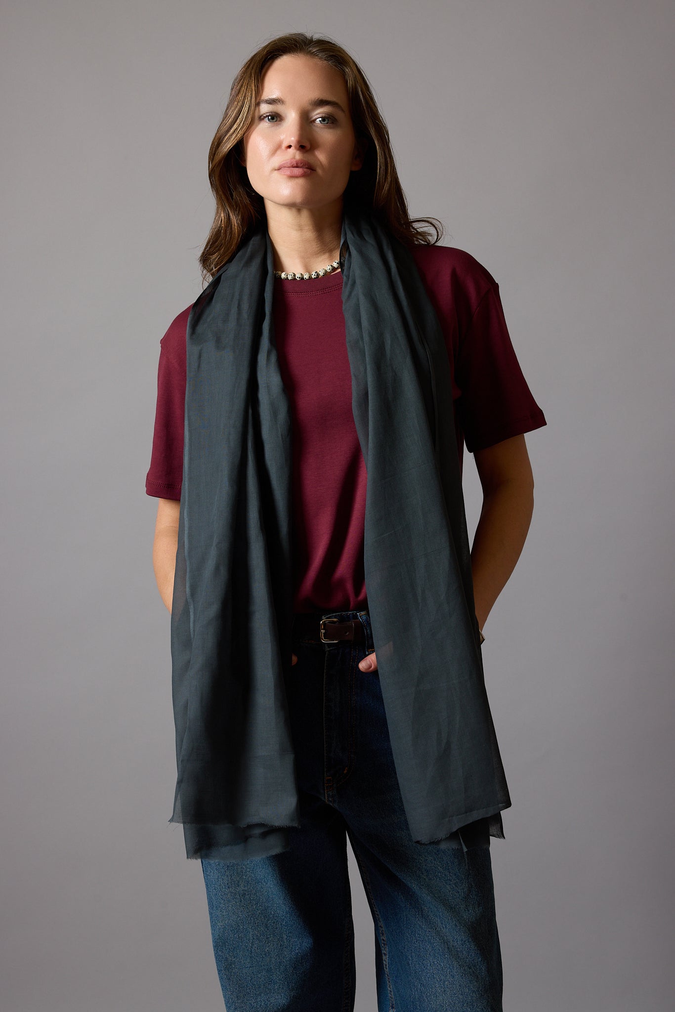 ANTHRACITE ORGANIK PAMUK HANDMADE ŞAL