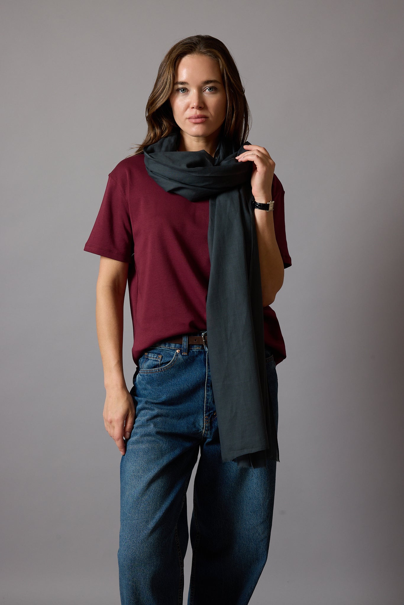 ANTHRACITE ORGANIK PAMUK HANDMADE ŞAL