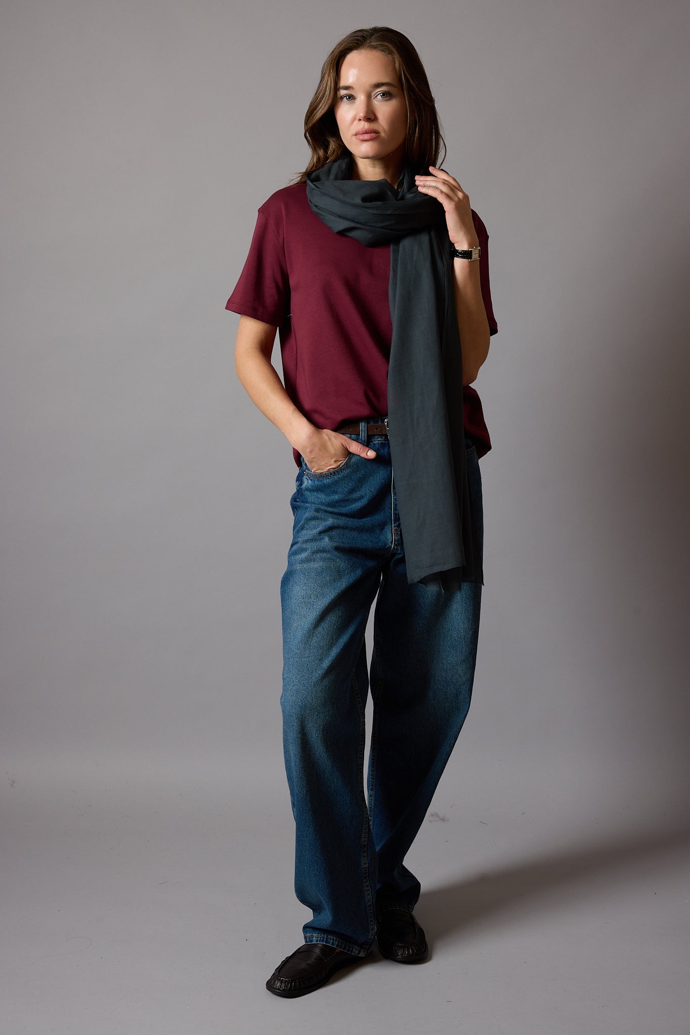 ANTHRACITE ORGANIK PAMUK HANDMADE ŞAL