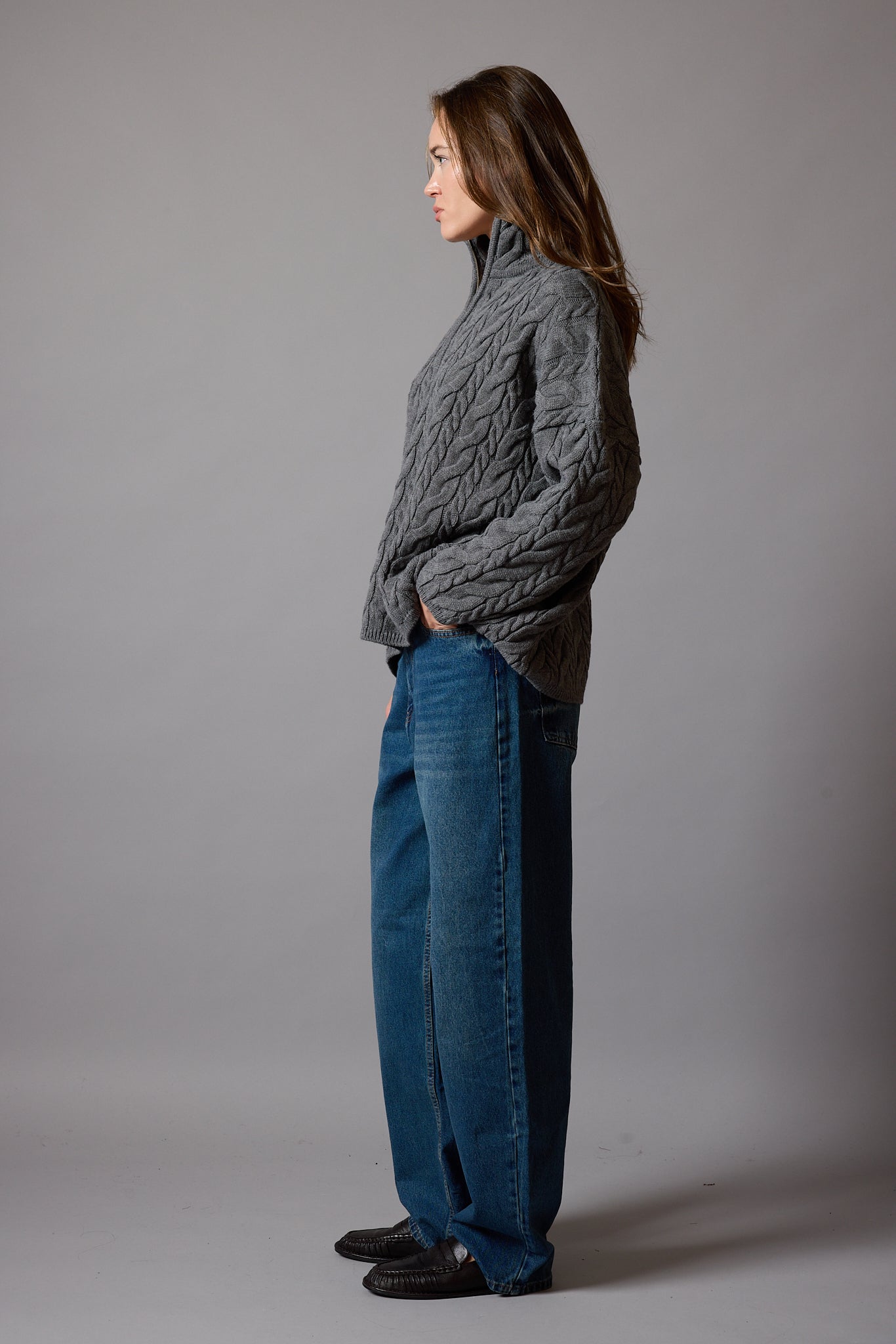 WIDE LEG BALLOON FIT JEAN VINTAGE BLEU