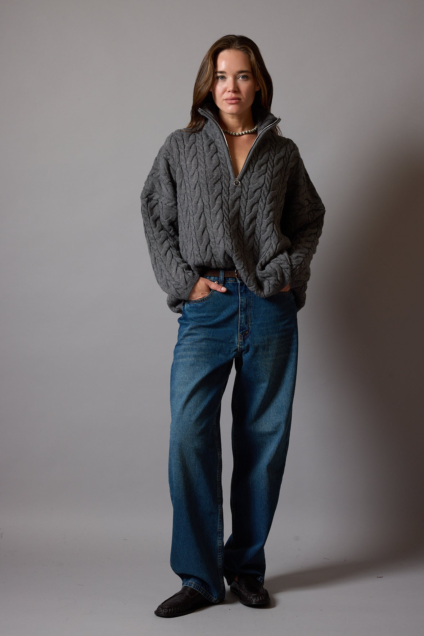 WIDE LEG BALLOON FIT JEAN VINTAGE BLEU