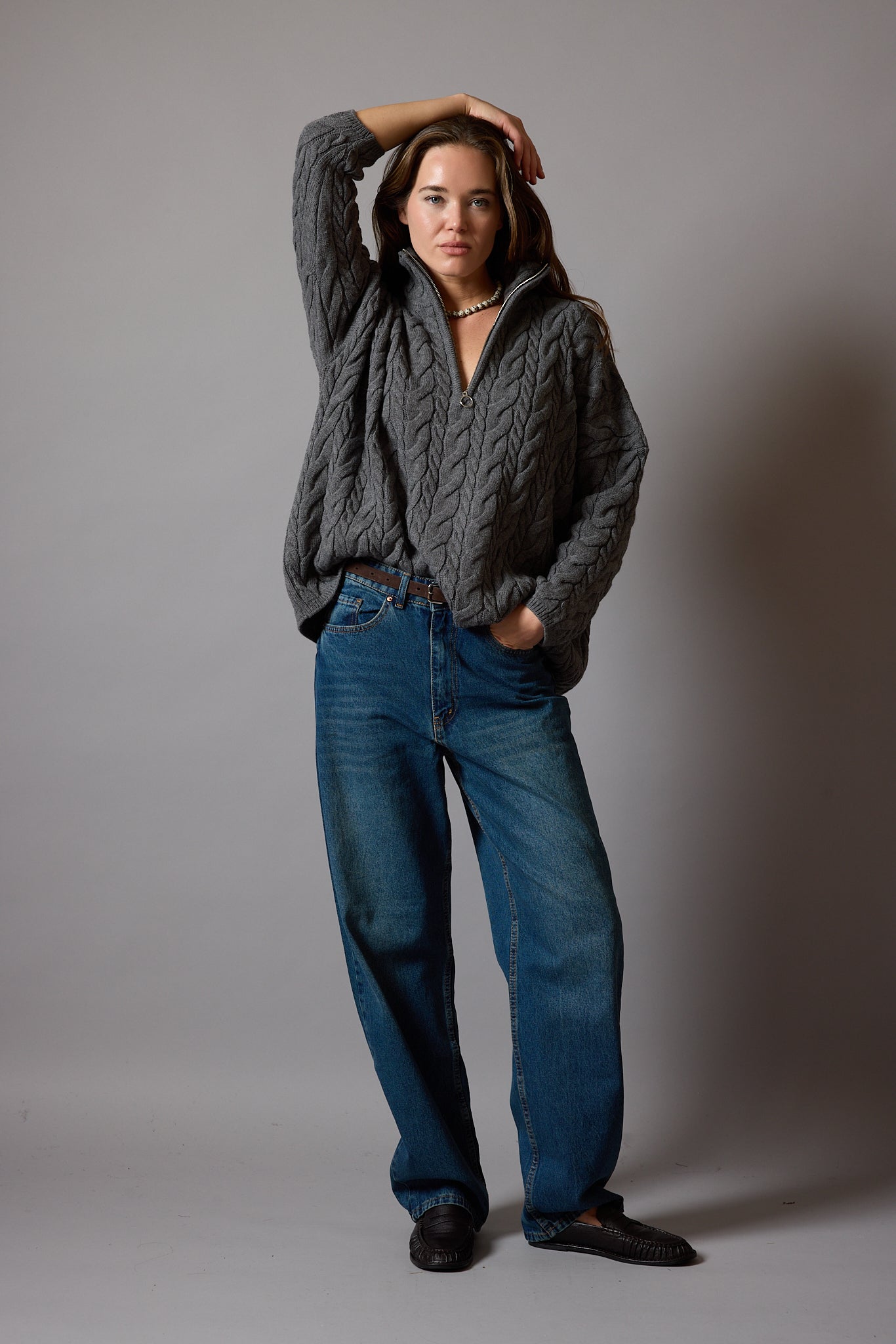 WIDE LEG BALLOON FIT JEAN VINTAGE BLEU