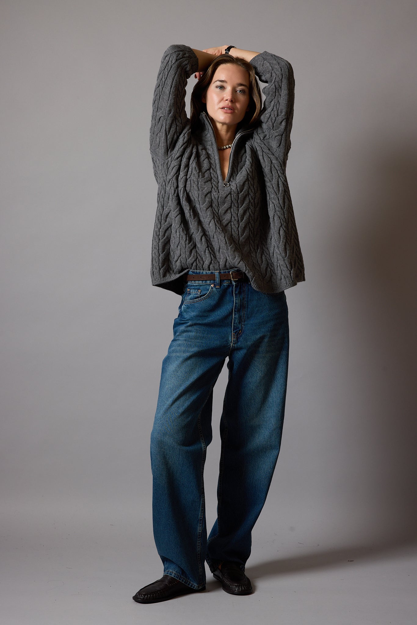 WIDE LEG BALLOON FIT JEAN VINTAGE BLEU