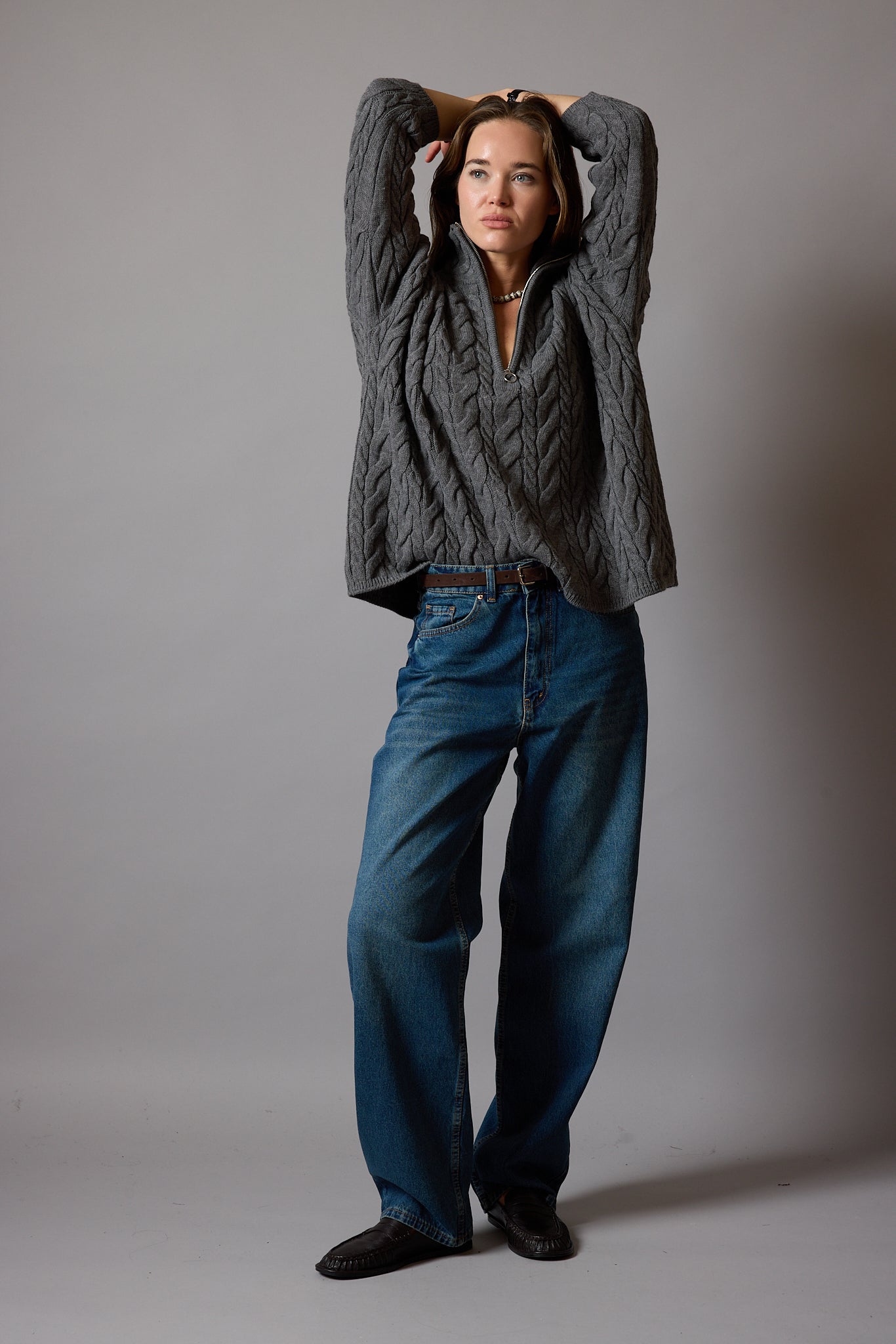 WIDE LEG BALLOON FIT JEAN VINTAGE BLEU