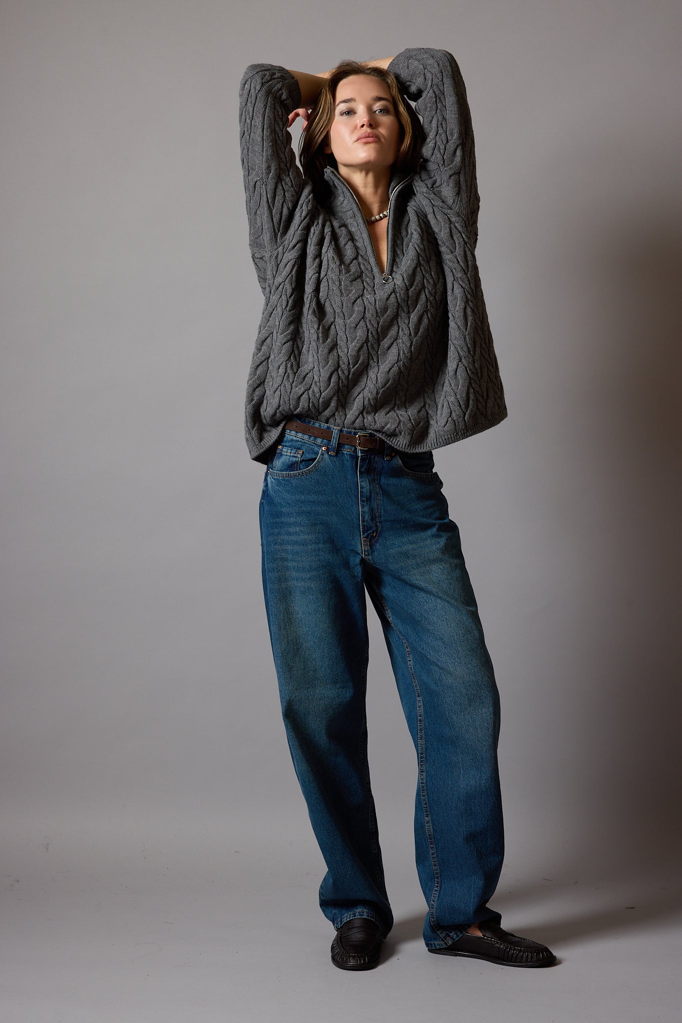 WIDE LEG BALLOON FIT JEAN VINTAGE BLEU