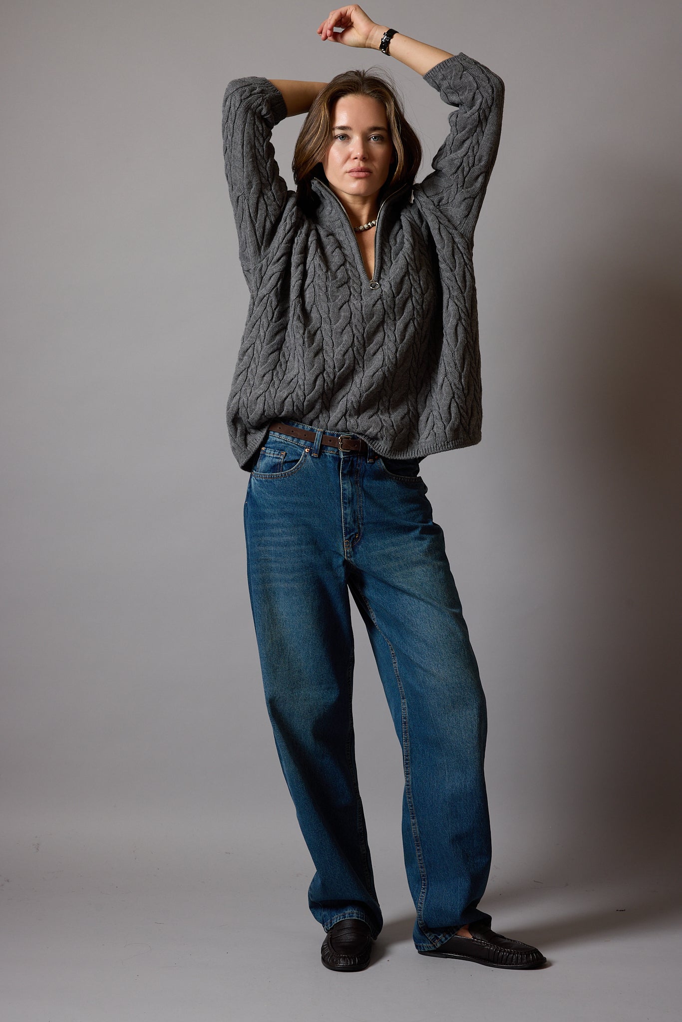 WIDE LEG BALLOON FIT JEAN VINTAGE BLEU