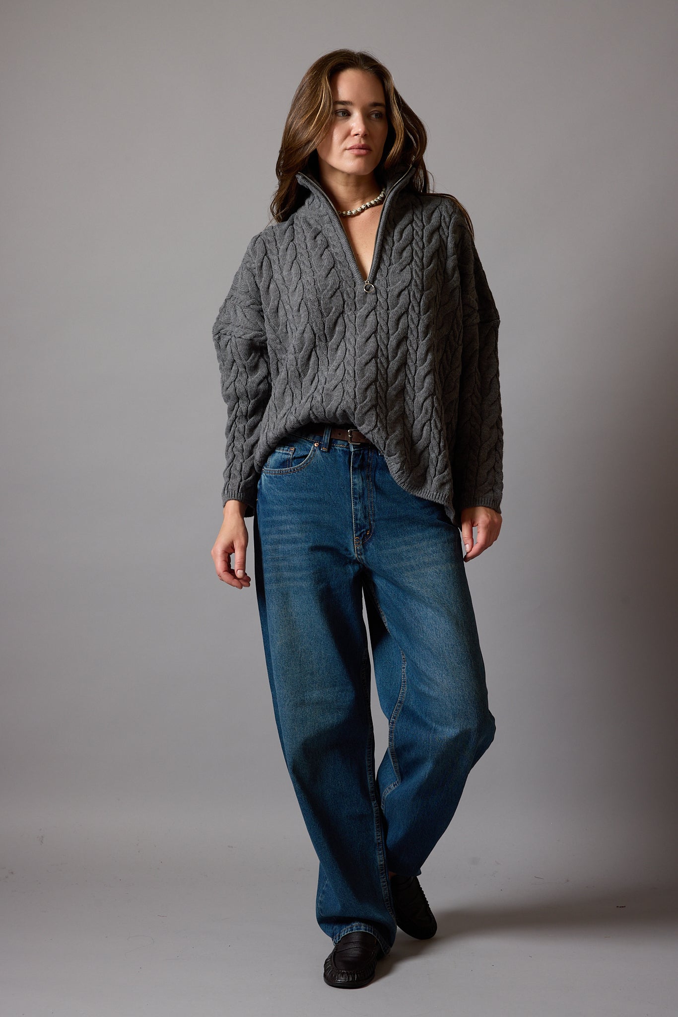 WIDE LEG BALLOON FIT JEAN VINTAGE BLEU