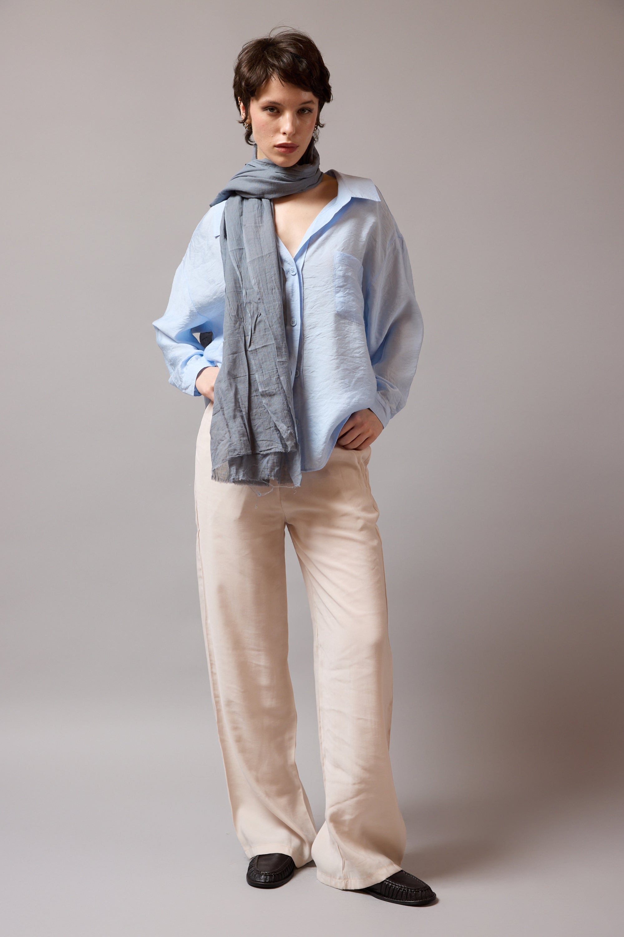 Ice Grey Organik Pamuk Handmade Şal
