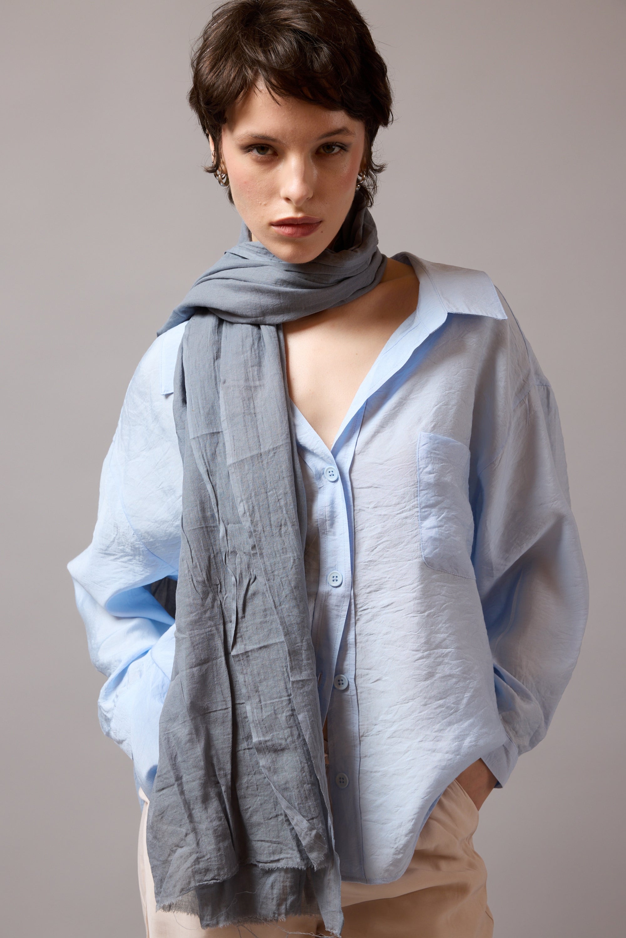 Ice Grey Organik Pamuk Handmade Şal
