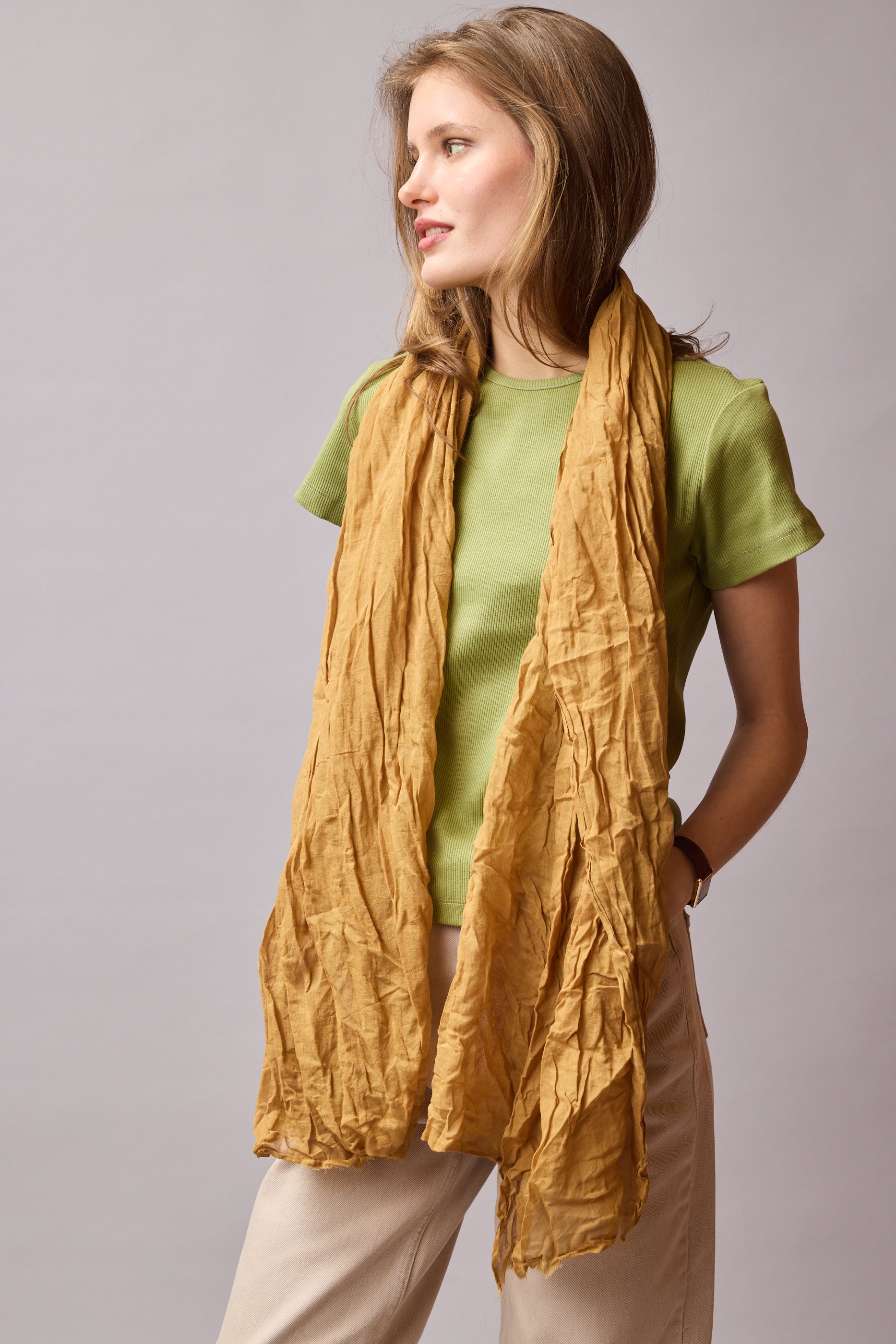 Van Gogh Yellow Organik Pamuk Handmade Şal