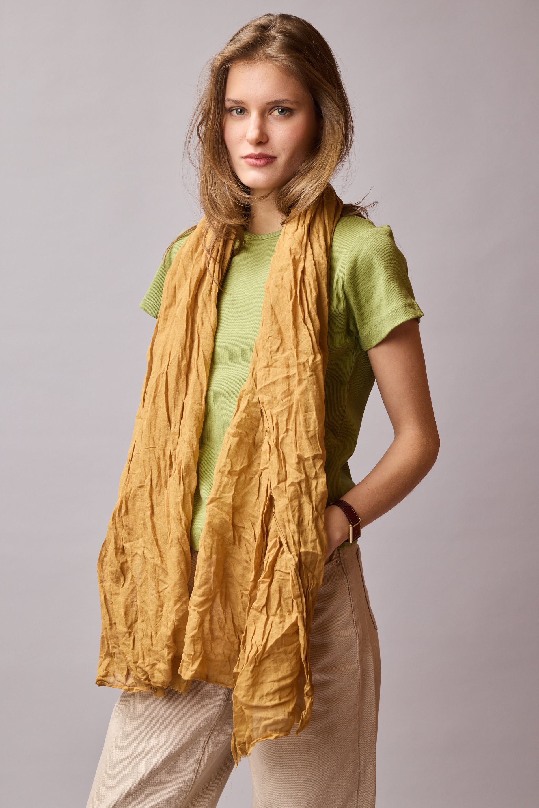 Van Gogh Yellow Organik Pamuk Handmade Şal