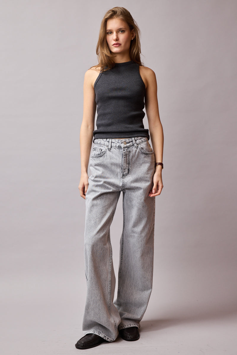 HALTER YAKA CROP TOP ANTRASIT
