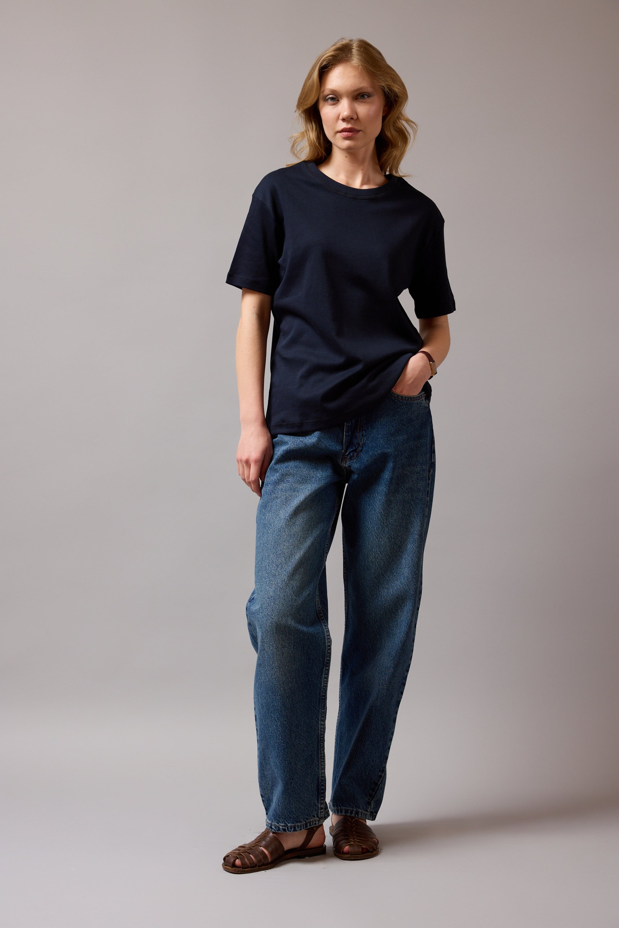 WIDE LEG BALLOON FIT JEAN VINTAGE BLEU