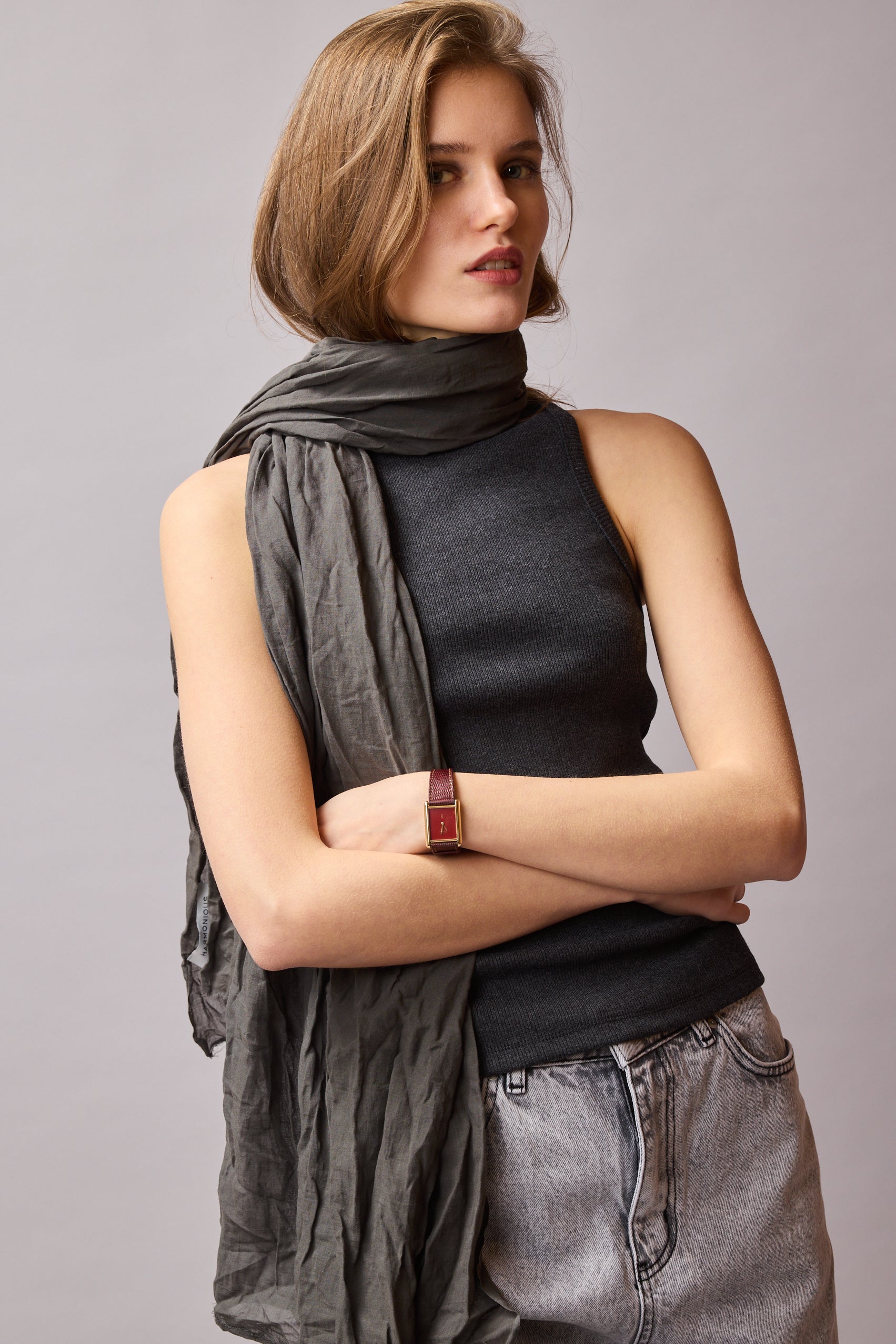 Grey Organik Pamuk Handmade Şal