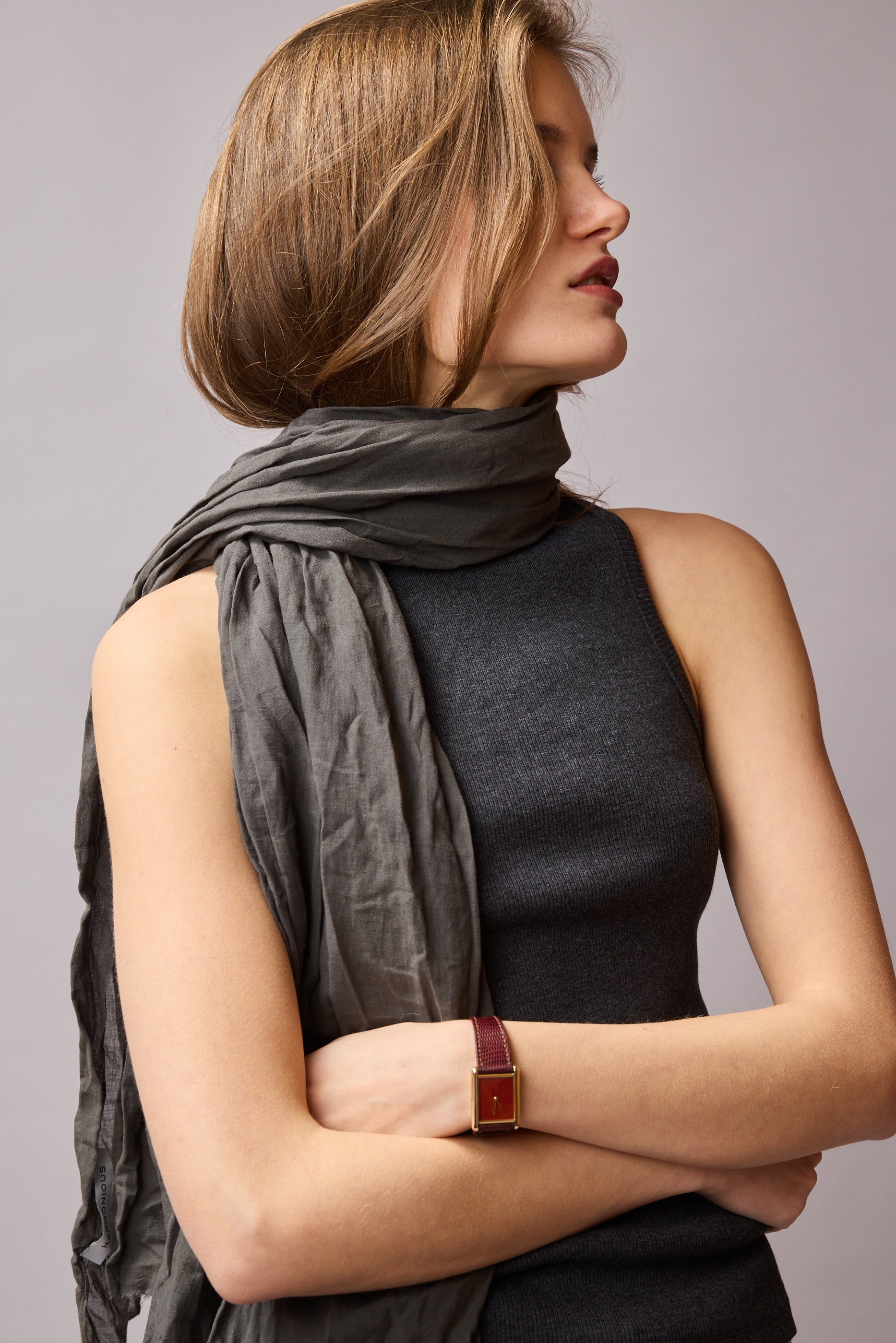 Grey Organik Pamuk Handmade Şal