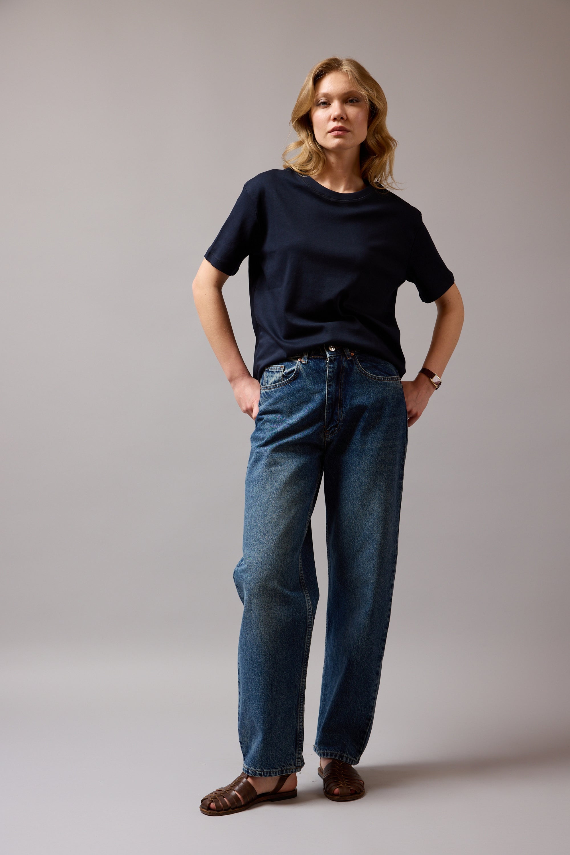 WIDE LEG BALLOON FIT JEAN VINTAGE BLEU