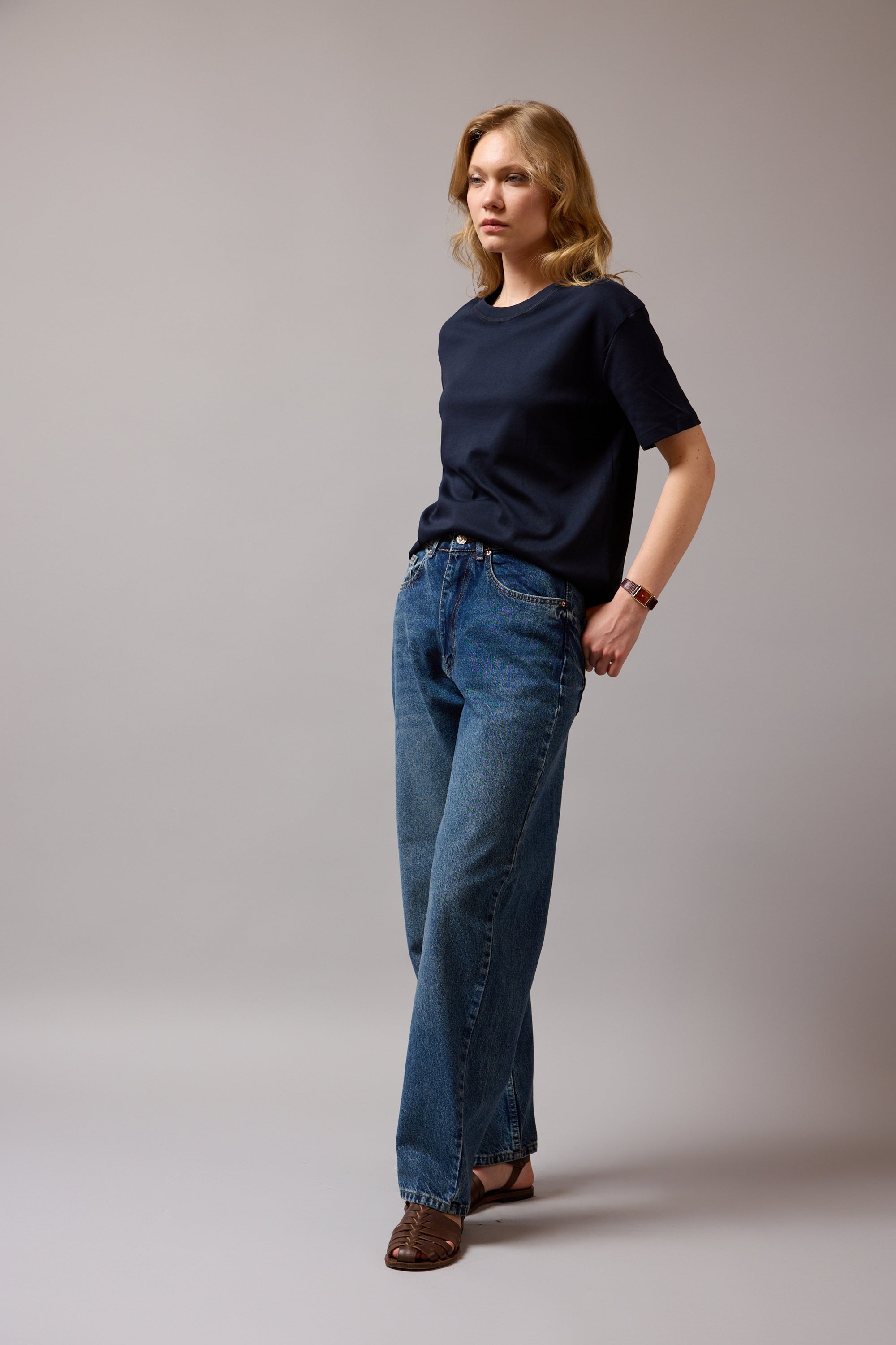WIDE LEG BALLOON FIT JEAN VINTAGE BLEU