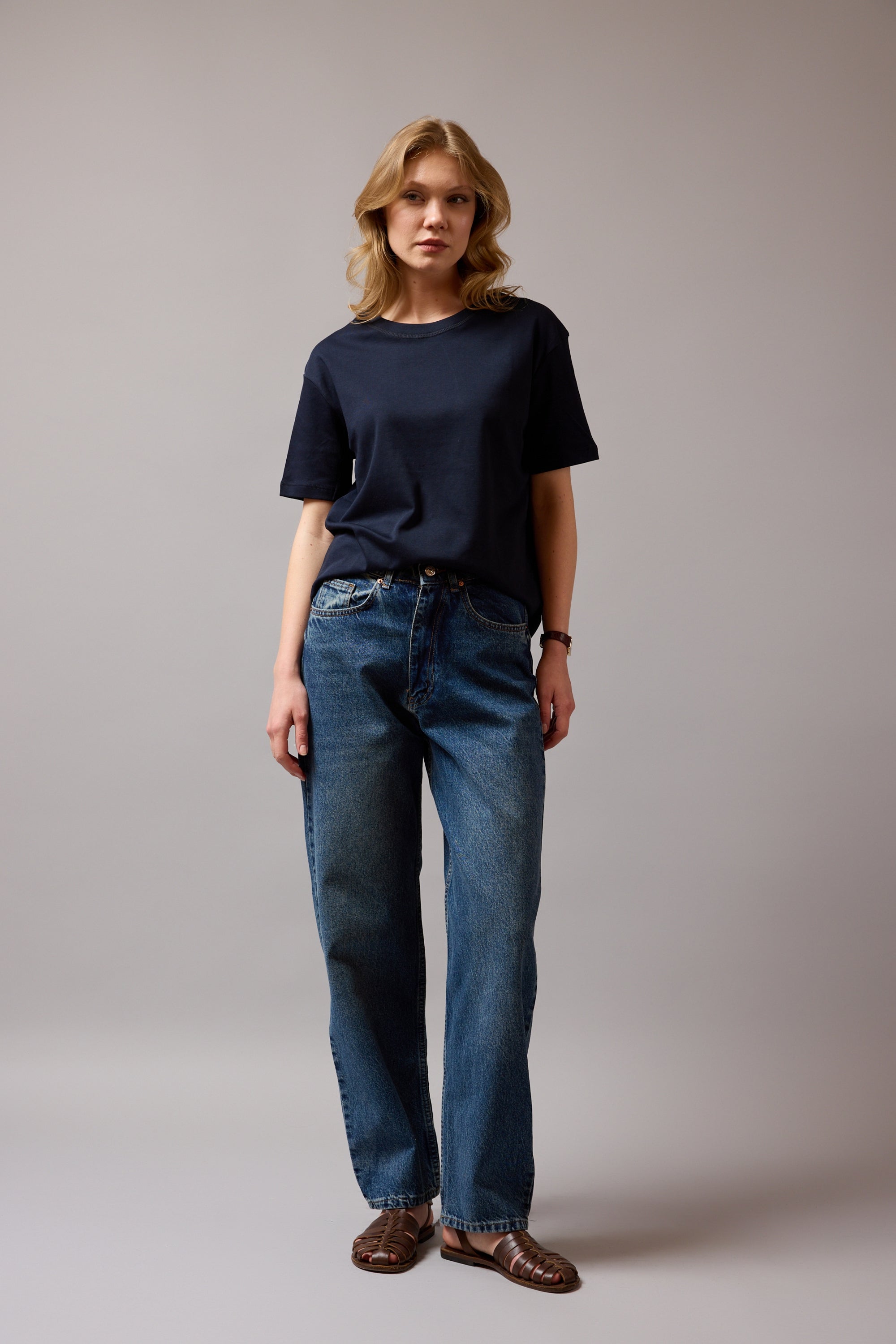WIDE LEG BALLOON FIT JEAN VINTAGE BLEU