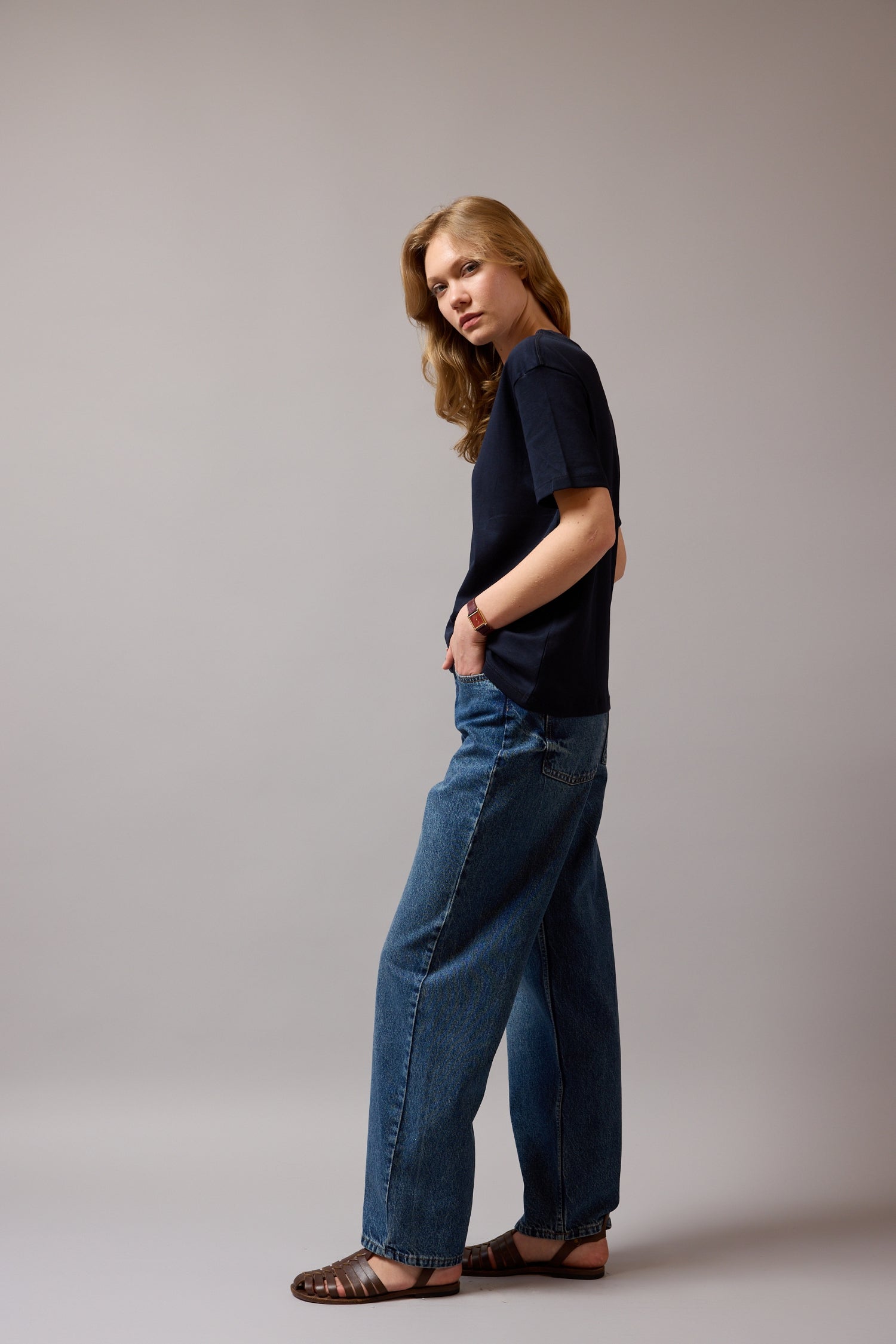 WIDE LEG BALLOON FIT JEAN VINTAGE BLEU