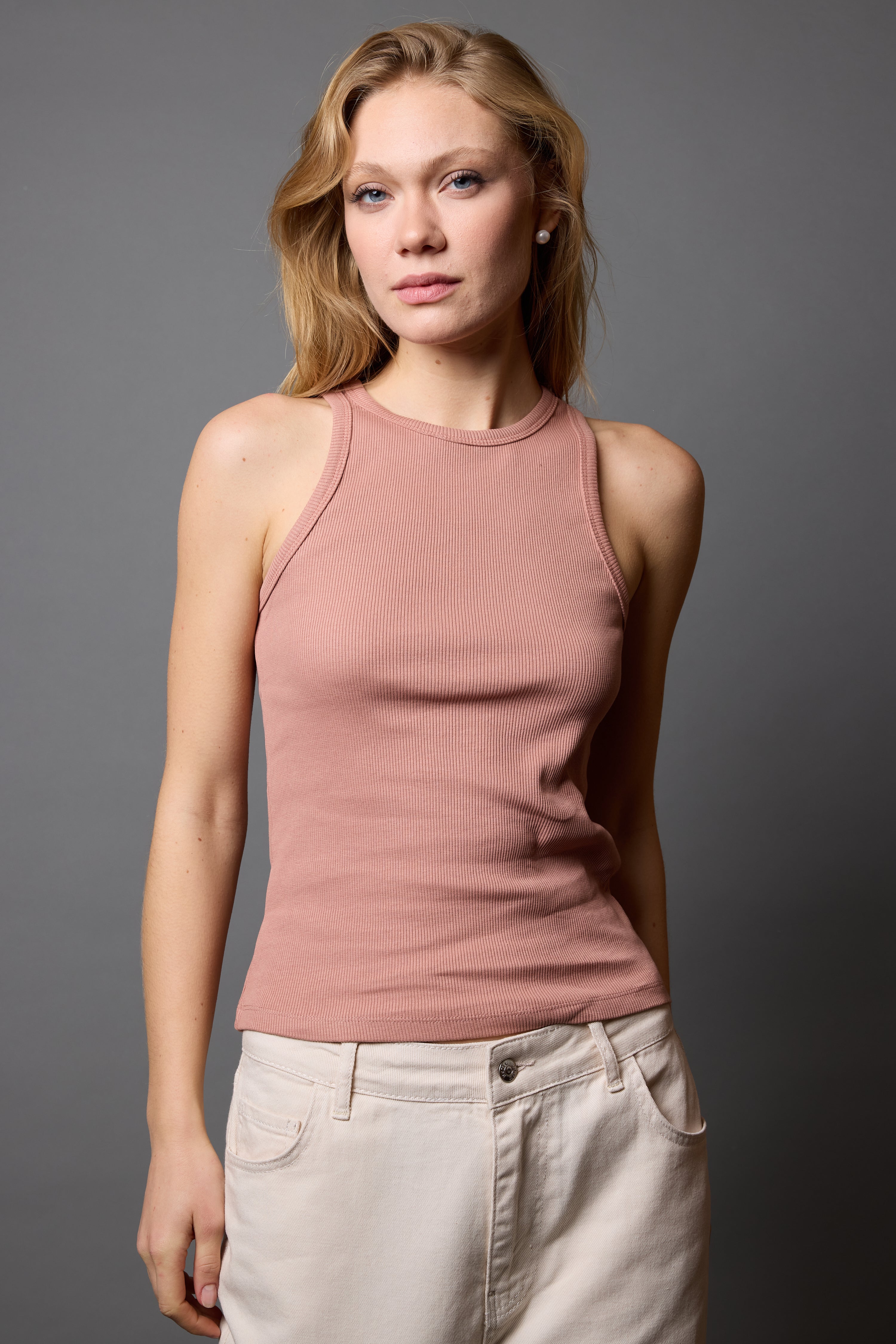 HALTER YAKA CROP TOP PINK ROSE