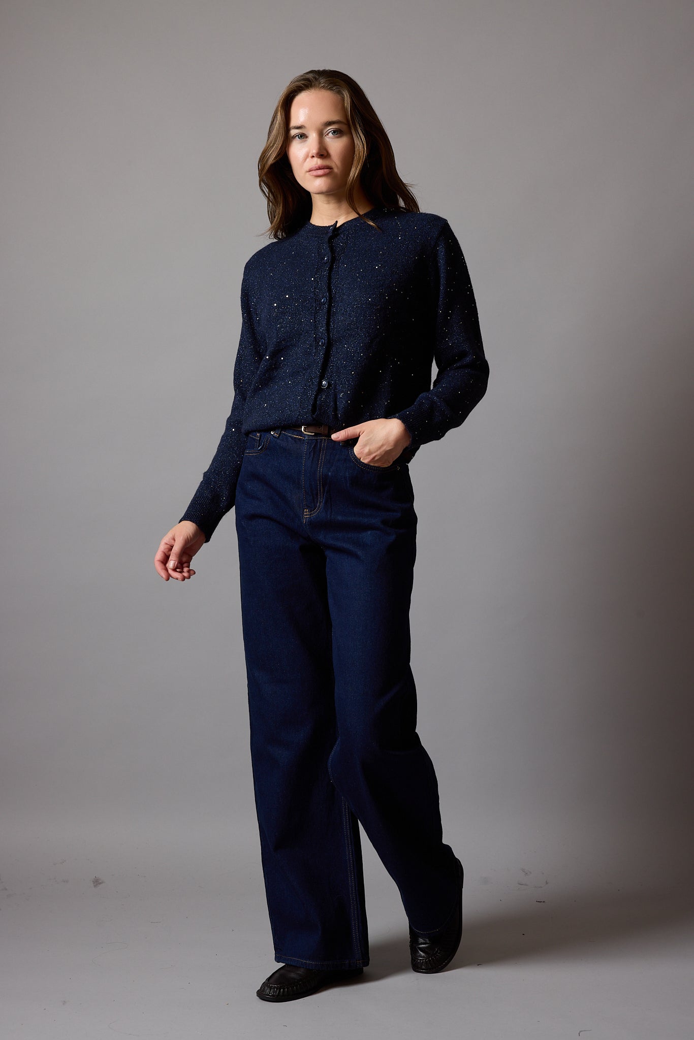 STRAIGHT YUKSEK BEL GENIS PACA JEAN DARK BLUE
