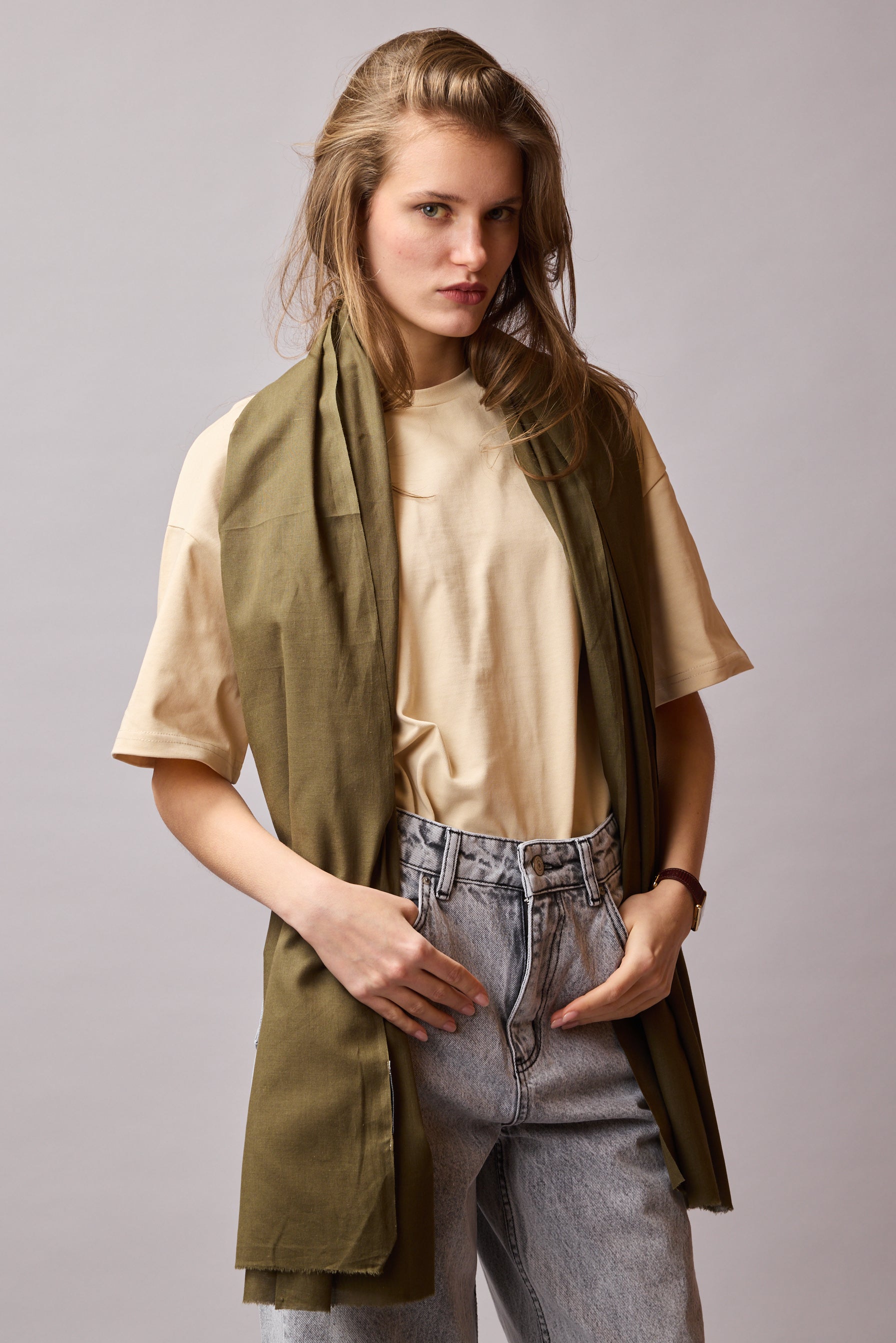 VINTAGE GREEN ORGANİK PAMUK HANDMADE ŞAL