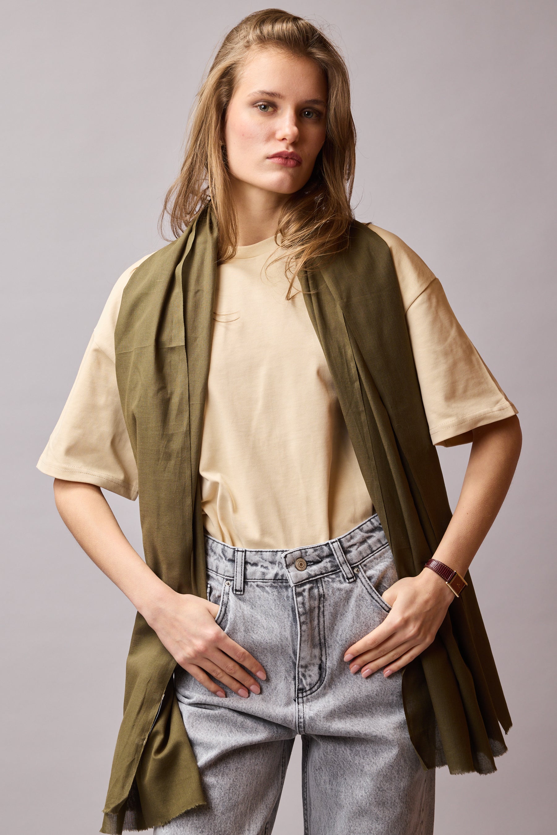 VINTAGE GREEN ORGANİK PAMUK HANDMADE ŞAL