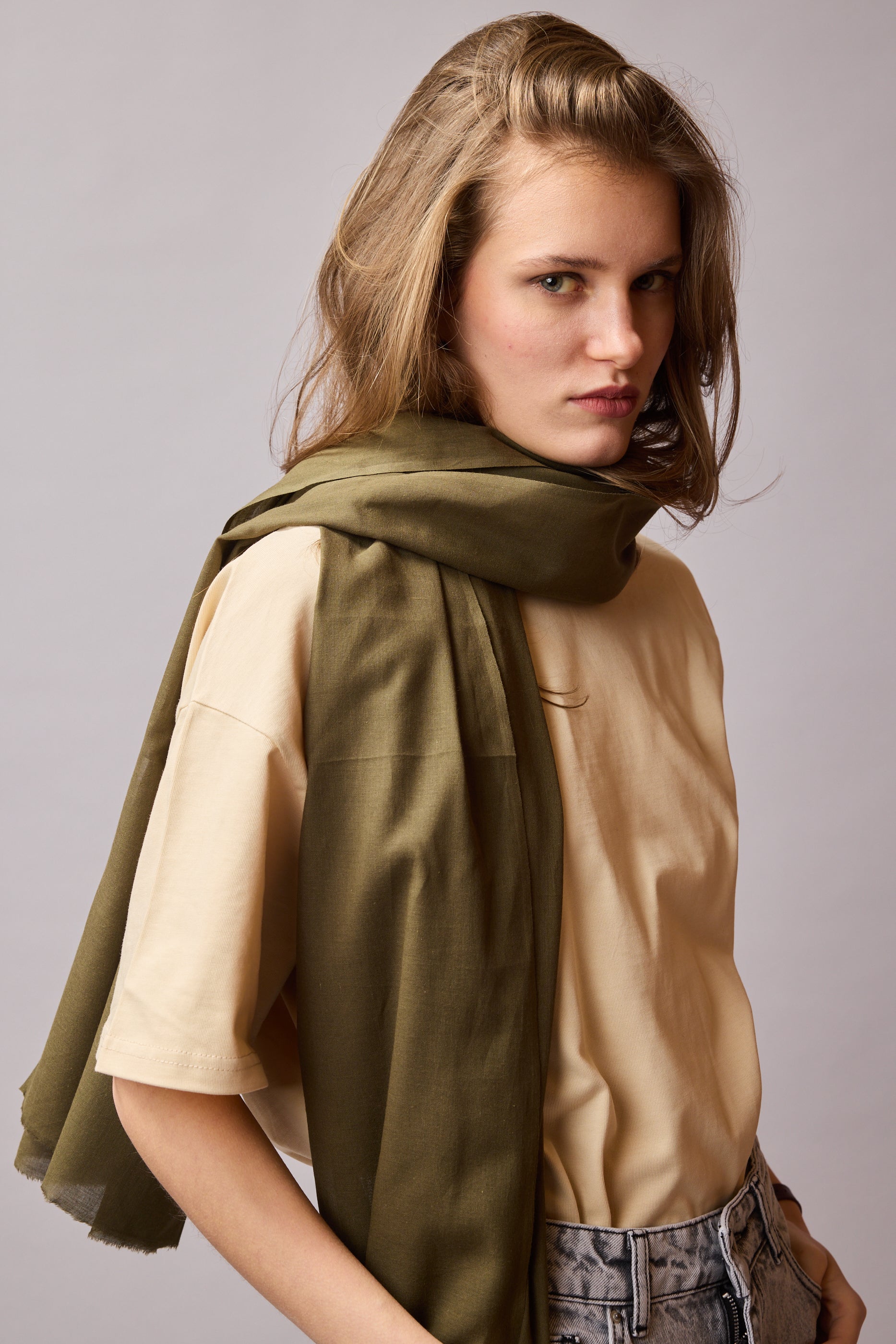 VINTAGE GREEN ORGANİK PAMUK HANDMADE ŞAL