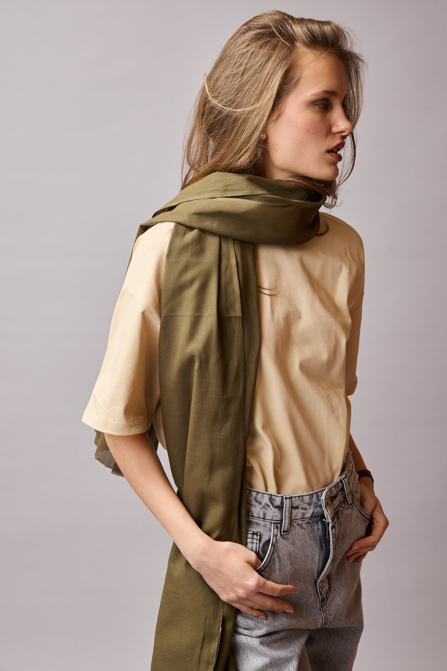 VINTAGE GREEN ORGANİK PAMUK HANDMADE ŞAL