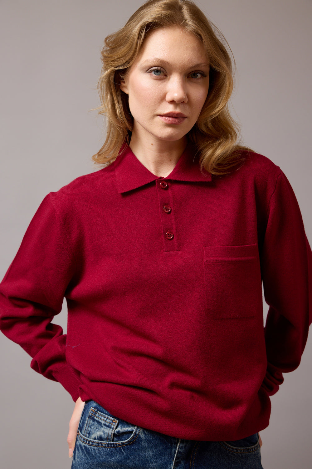 YUN POLO YAKA UNISEX KAZAK CLARET RED