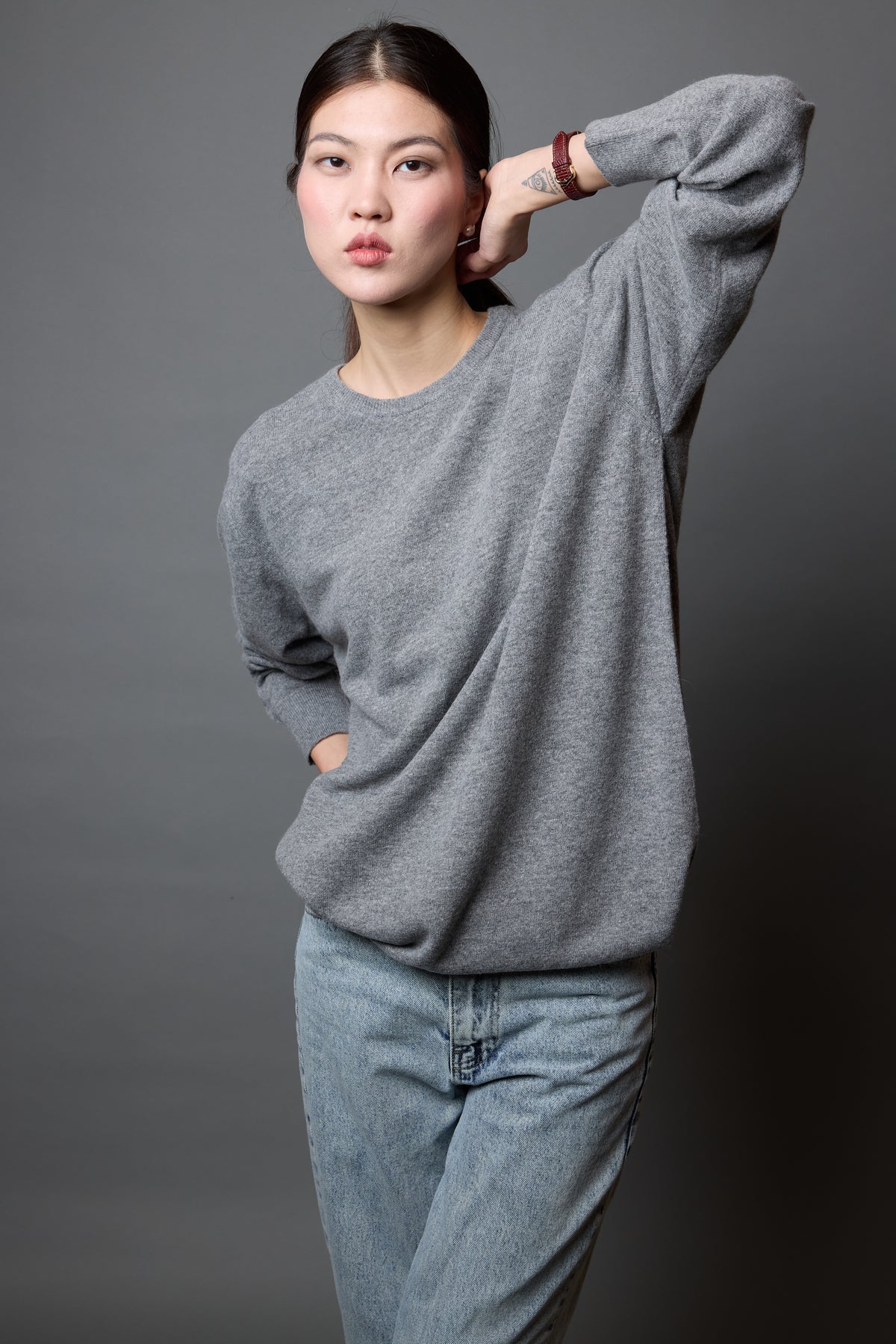 YUN BISIKLET YAKA UNISEX KAZAK GRI