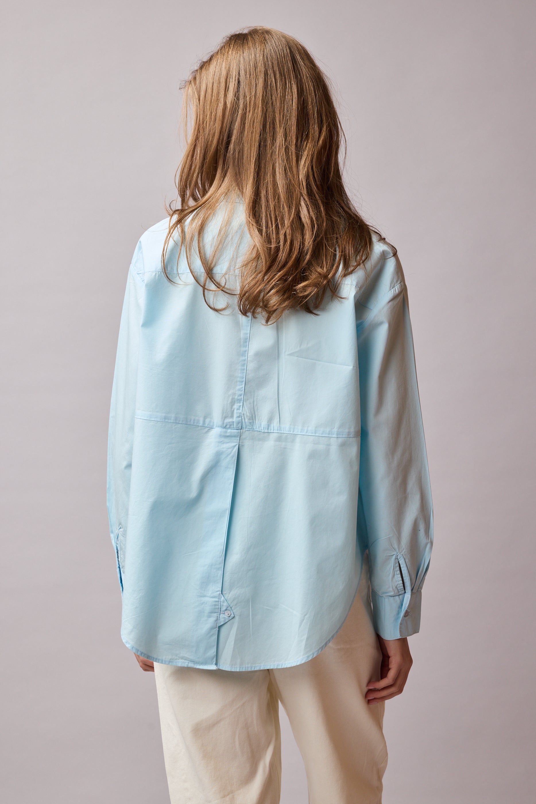 JESSIE KLASİK YAKA OVERSIZE POPLİN GÖMLEK MAVİ