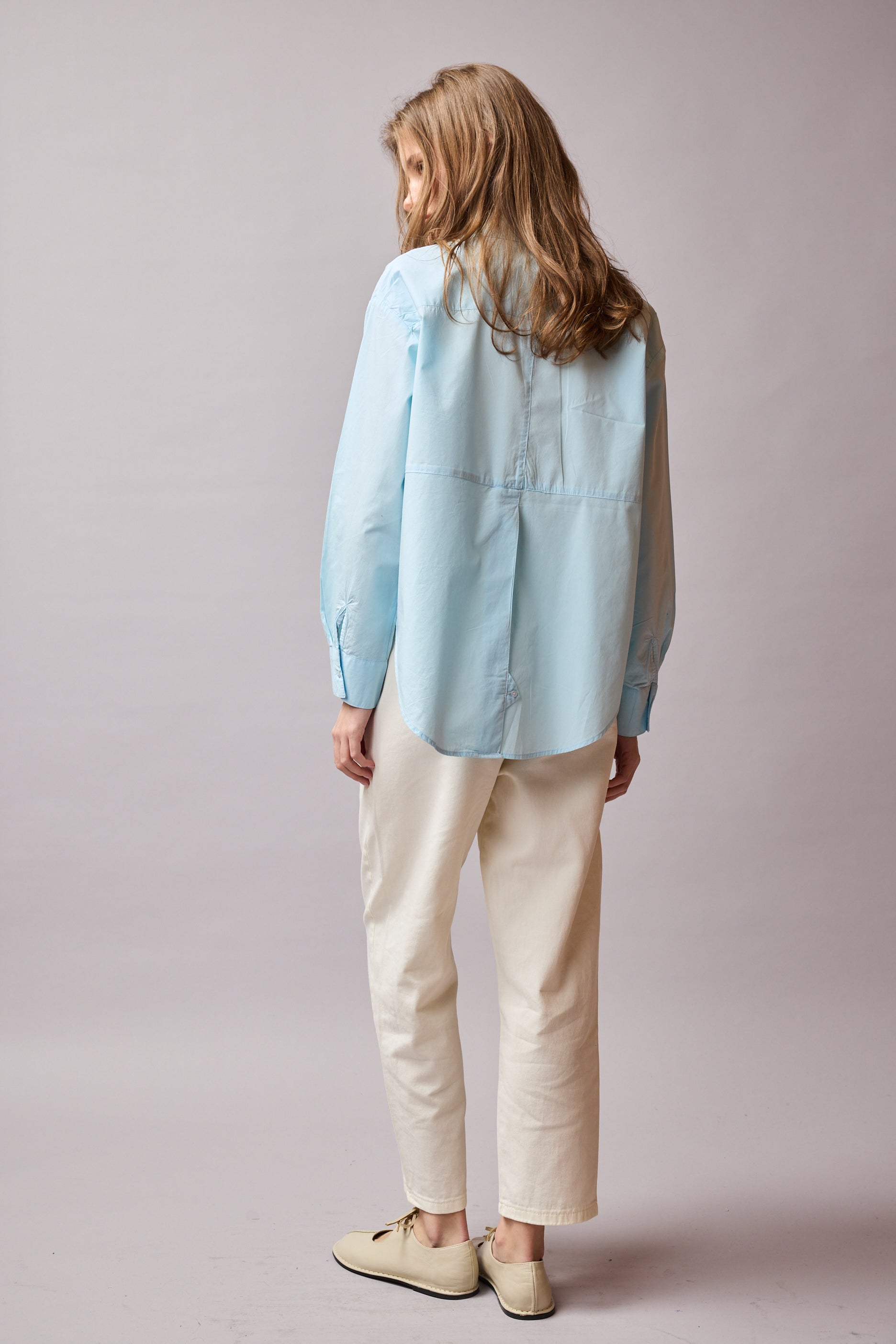 JESSIE KLASİK YAKA OVERSIZE POPLİN GÖMLEK MAVİ