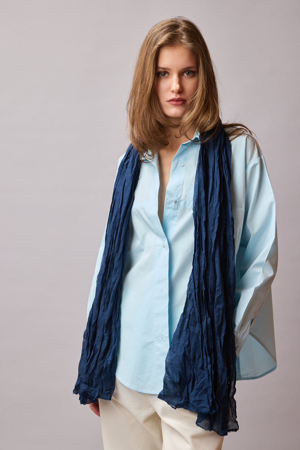 OXFORD BLUE ORGANIK PAMUK HANDMADE SAL